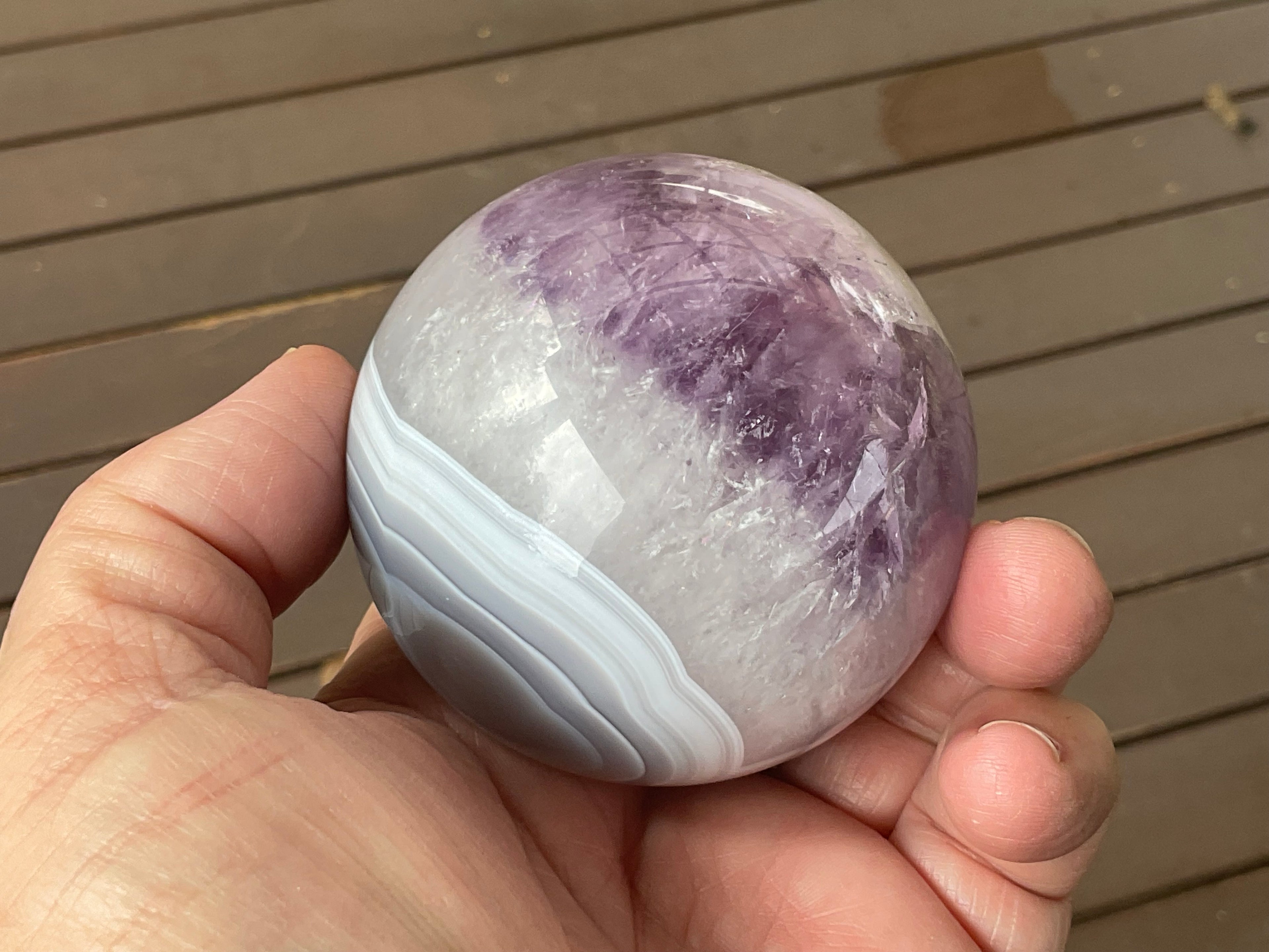 372g Amethyst Agate Sphere C