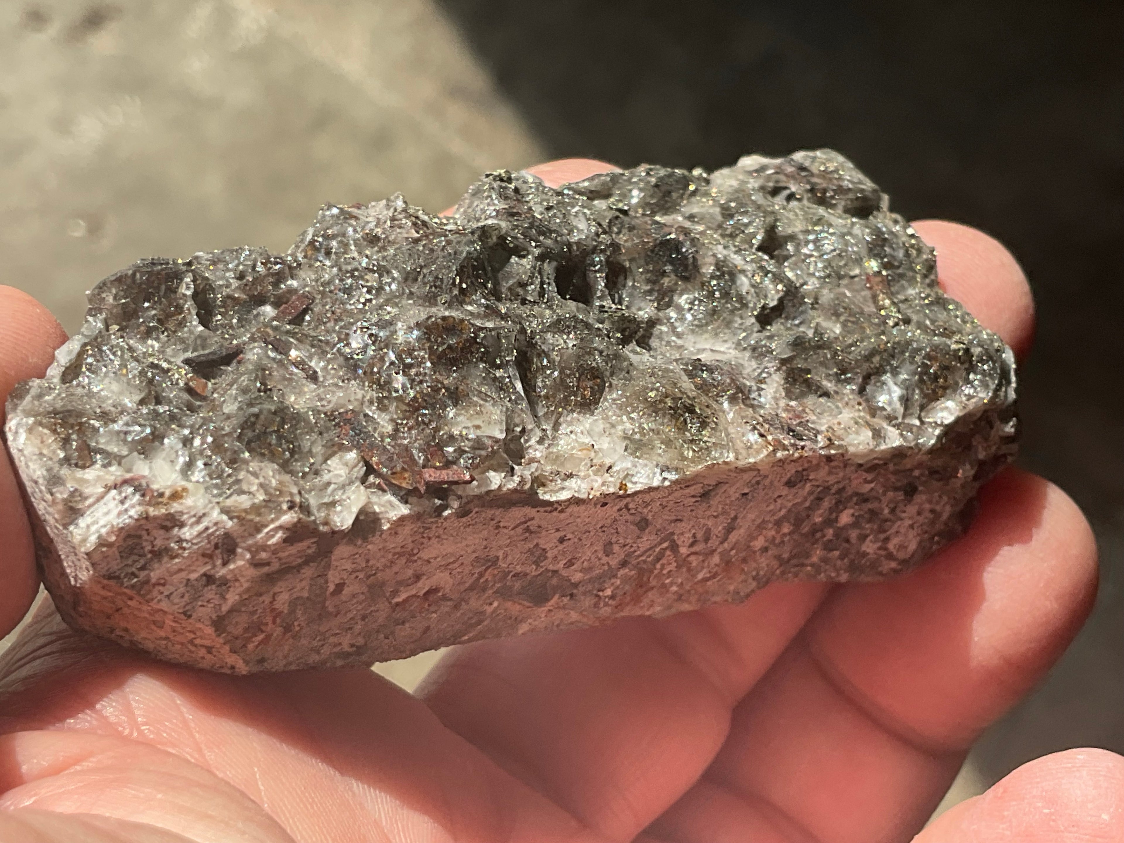 94g Pyrite encrusted Calcite on Limonite Quartz Specimen 3B from Fujian, China