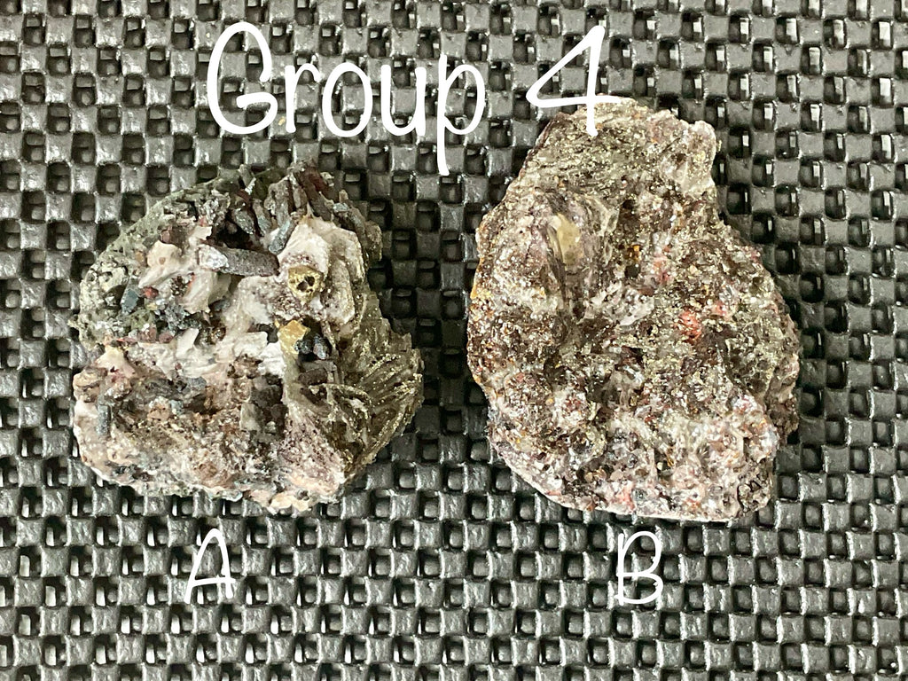 100g Pyrite encrusted Calcite on Limonite Quartz Specimen 4B from Fujian, China