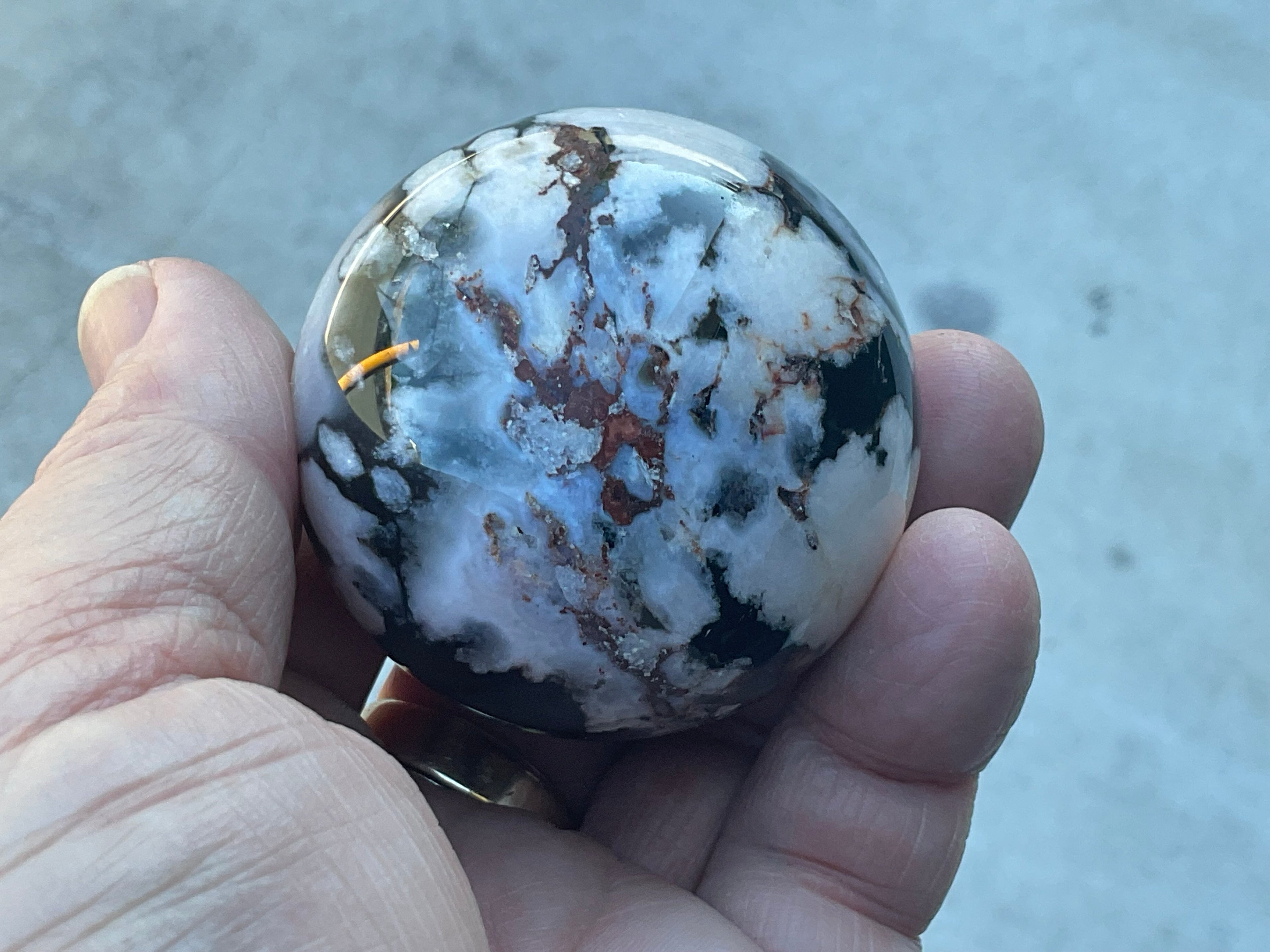 174g Black Flower Agate 3B