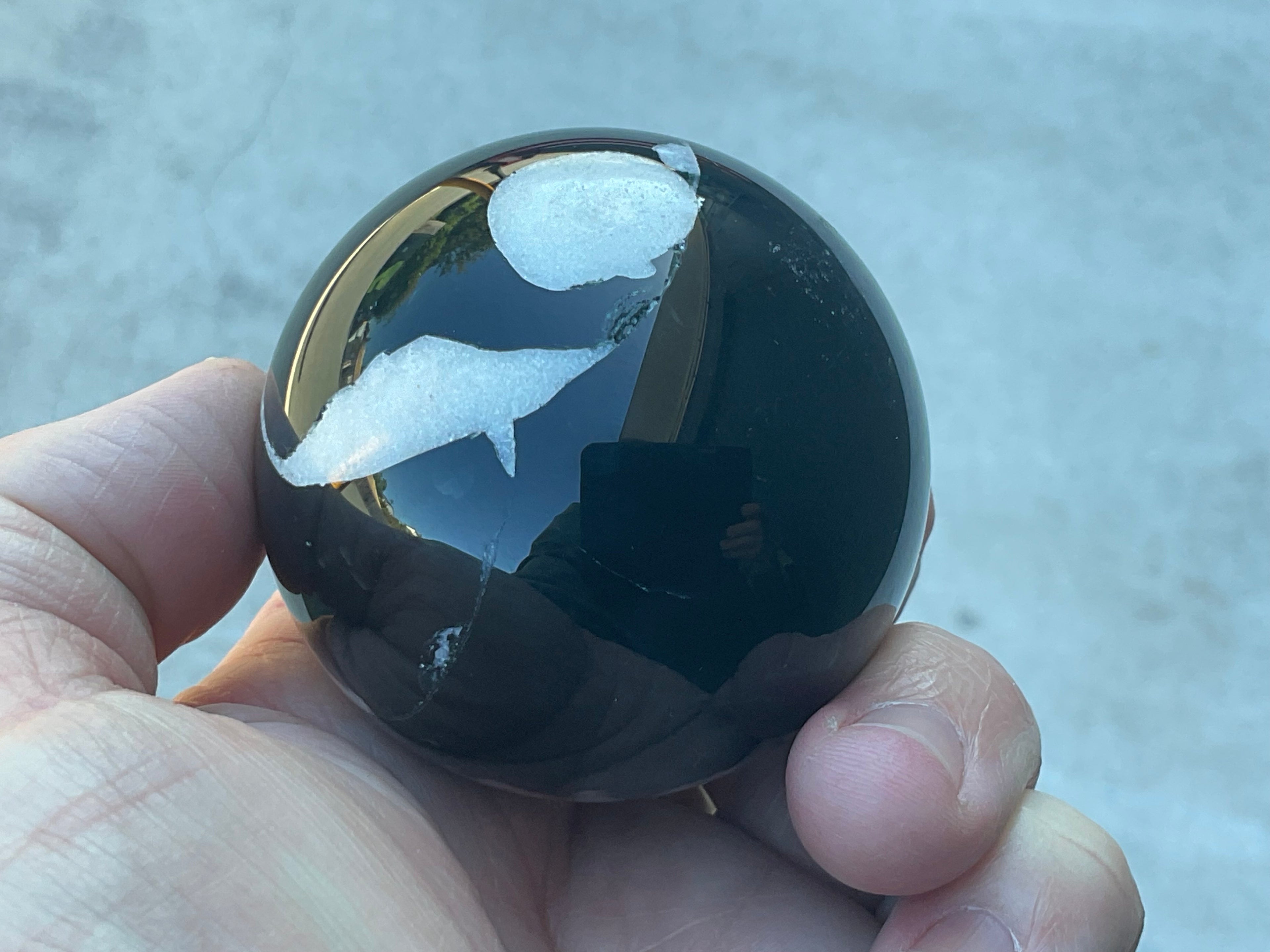 238g Black Flower Agate Sphere 6B