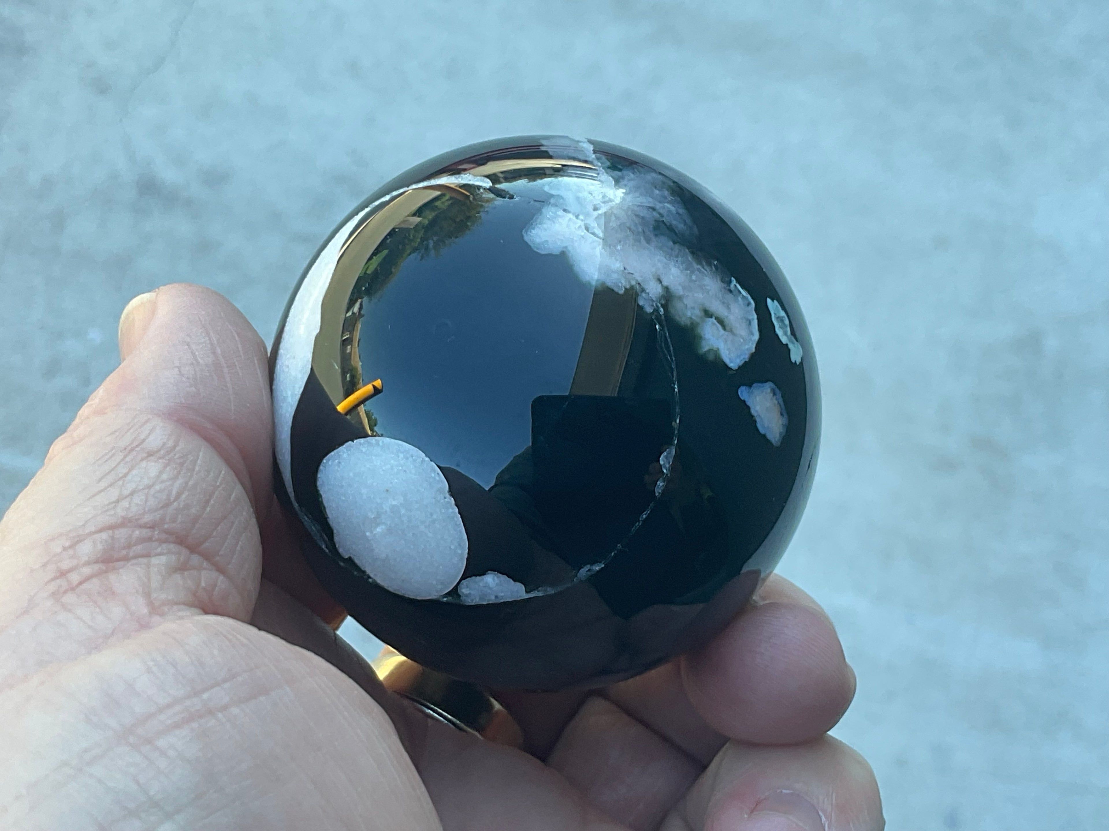 238g Black Flower Agate Sphere 6B