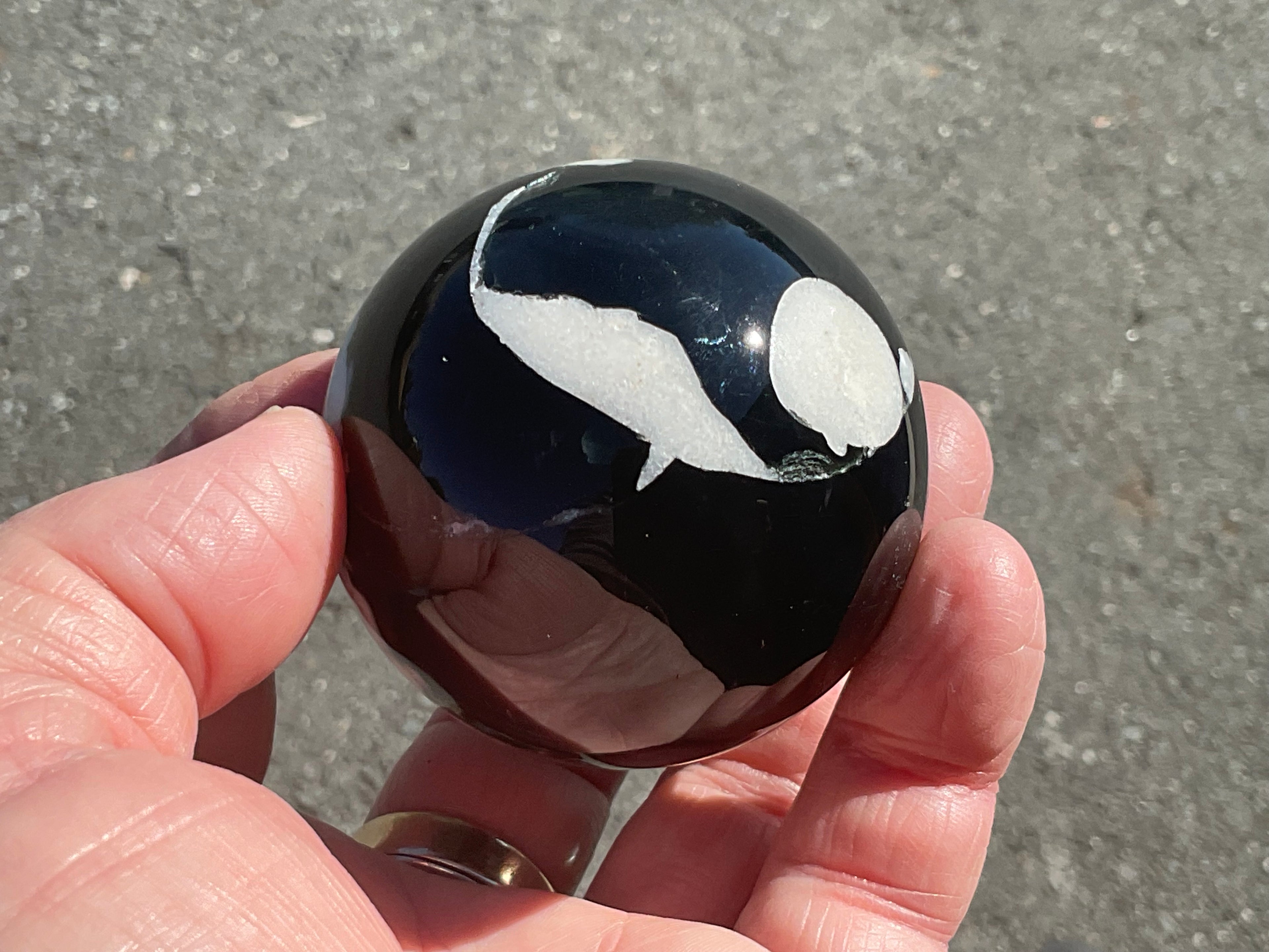 238g Black Flower Agate Sphere 6B