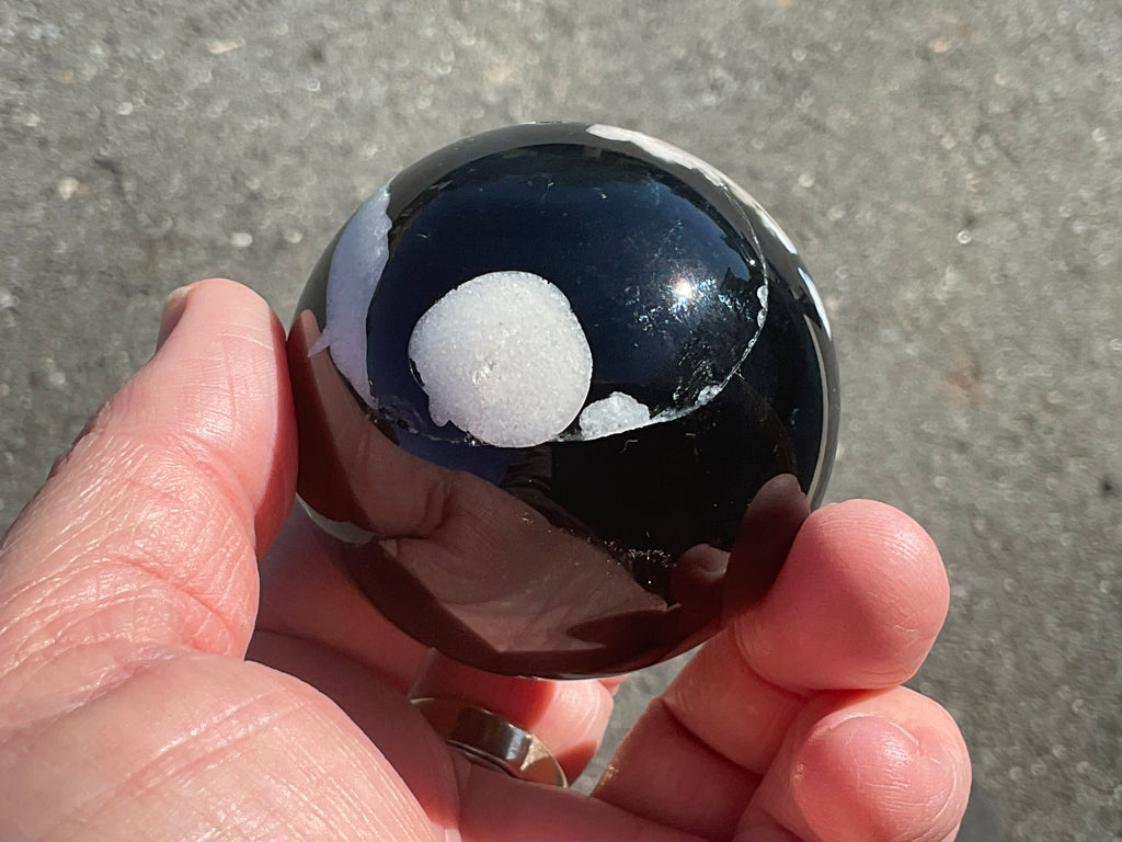 238g Black Flower Agate Sphere 6B