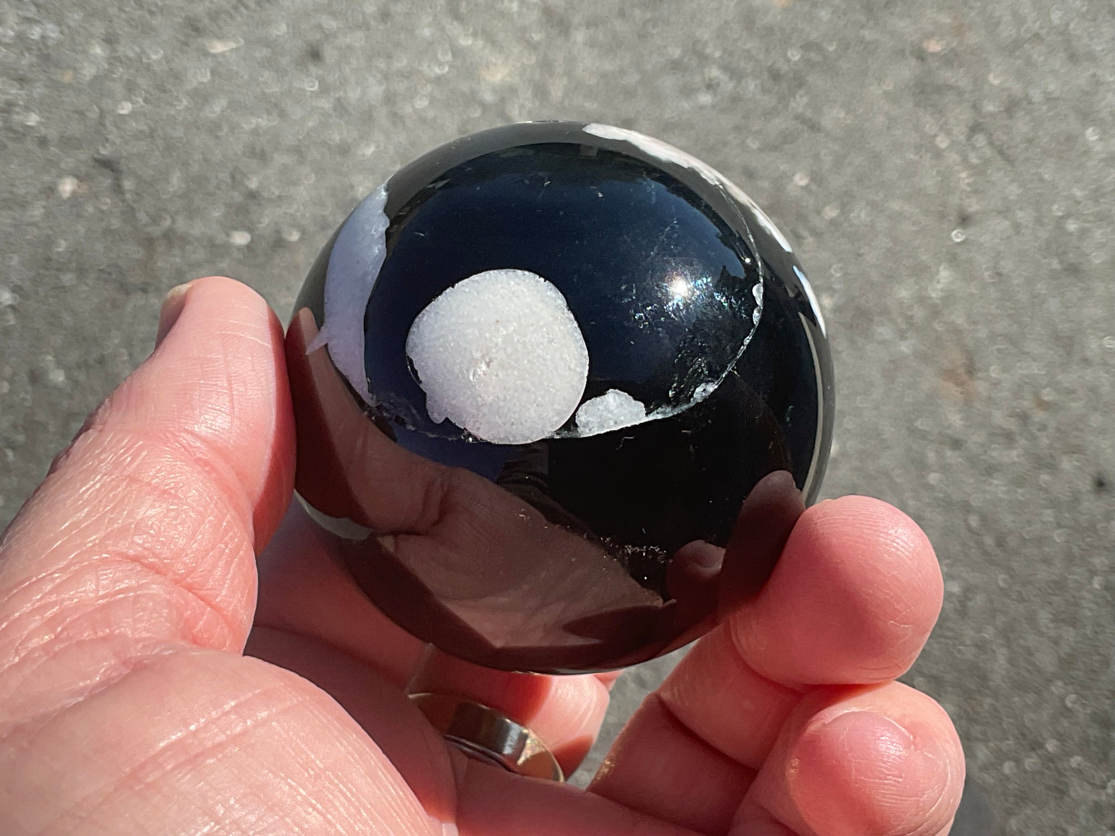 238g Black Flower Agate Sphere 6B