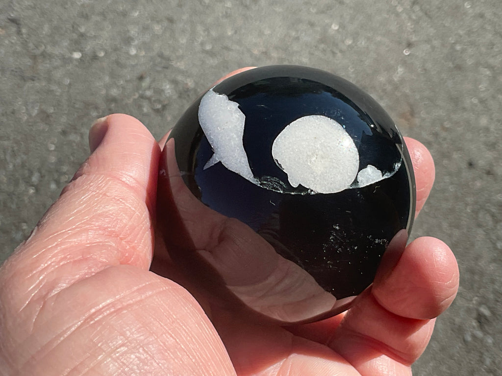 238g Black Flower Agate Sphere 6B