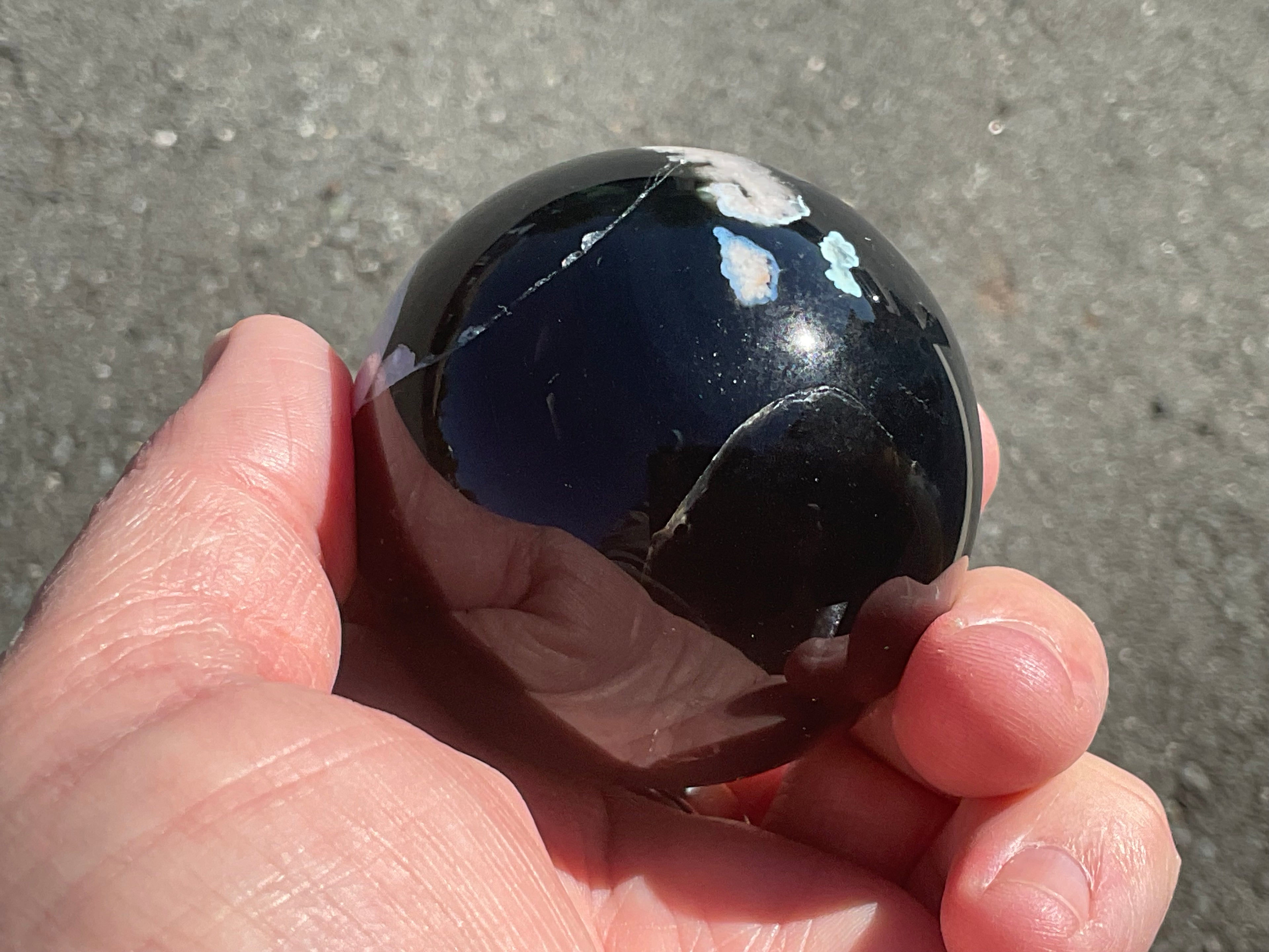 238g Black Flower Agate Sphere 6B