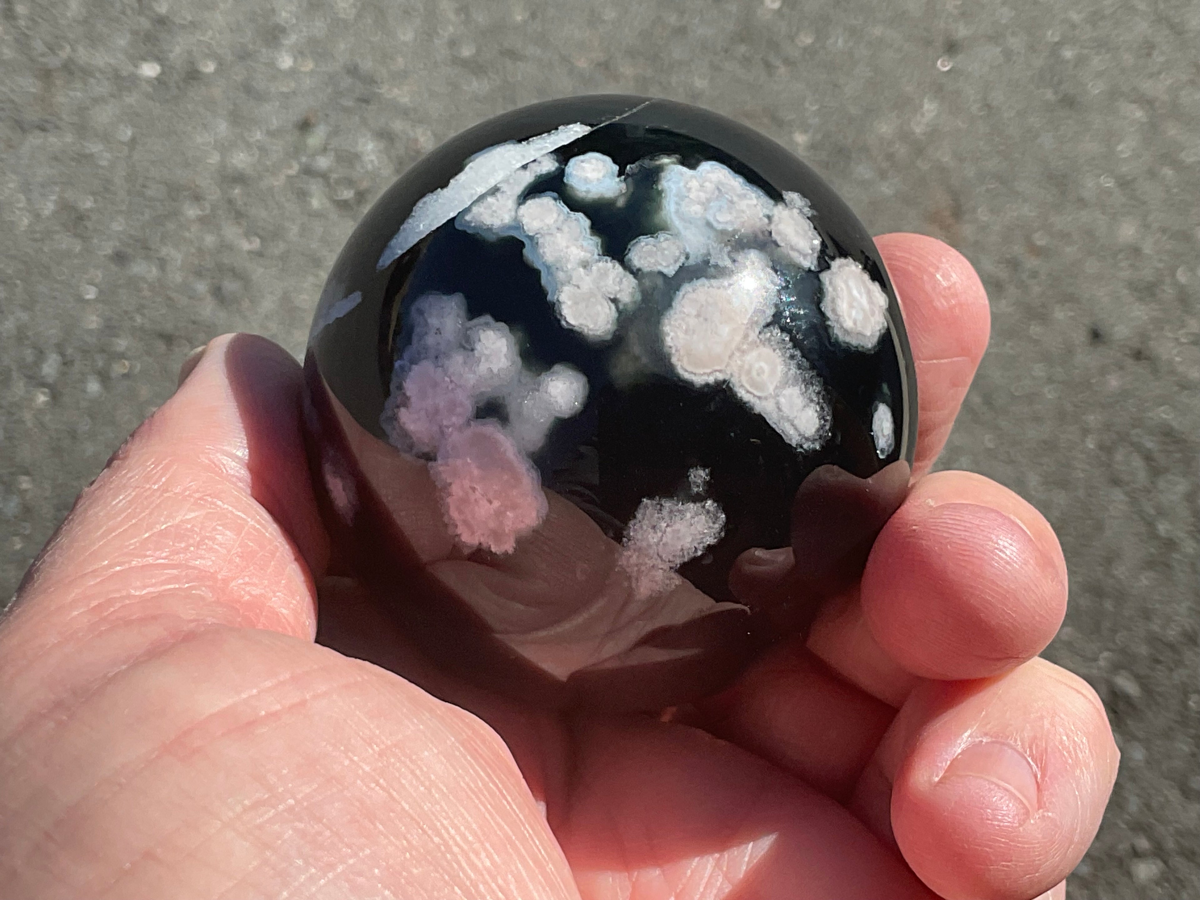 238g Black Flower Agate Sphere 6B