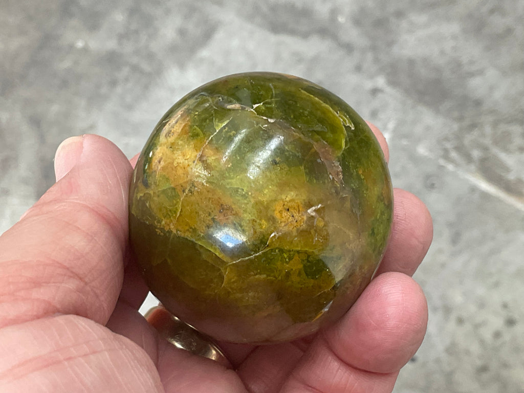 159g Green Common Opal Sphere 1A (imperfect)