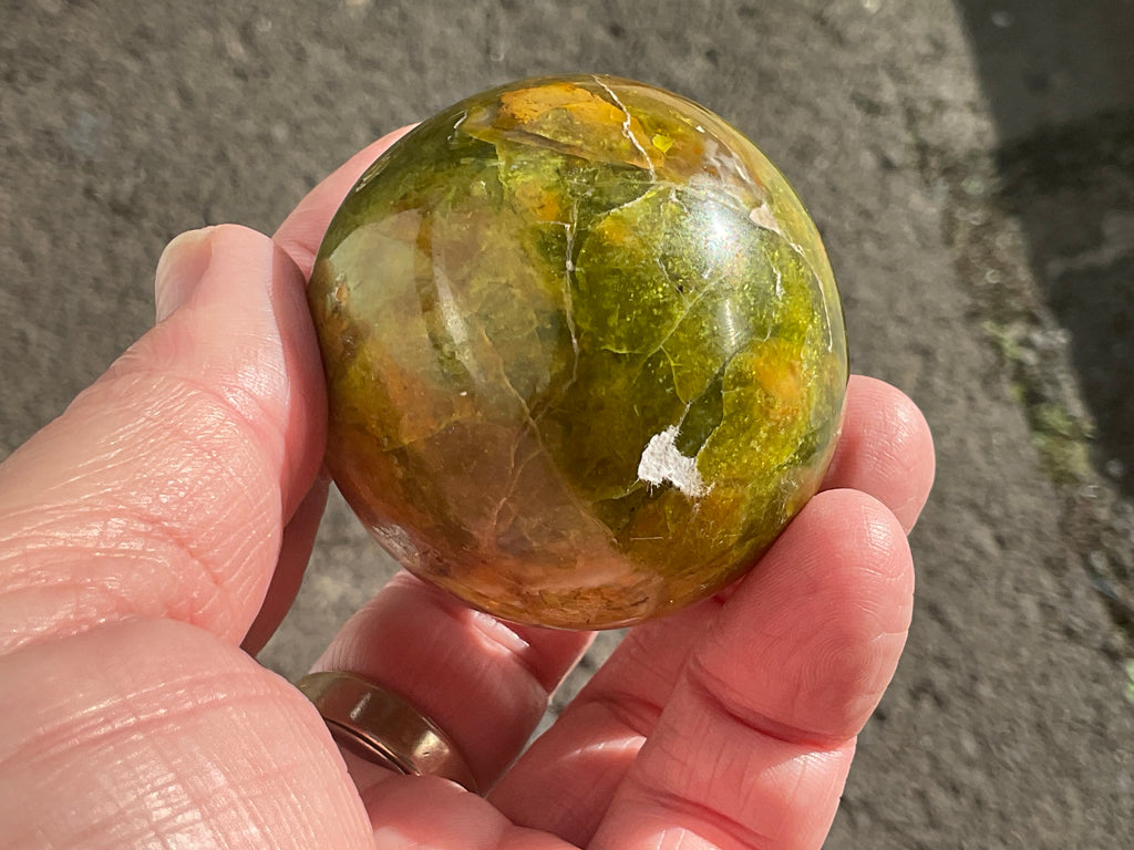 159g Green Common Opal Sphere 1A (imperfect)