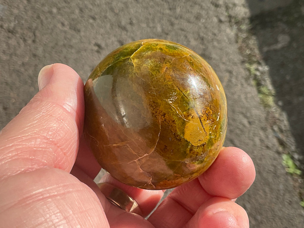 159g Green Common Opal Sphere 1A (imperfect)