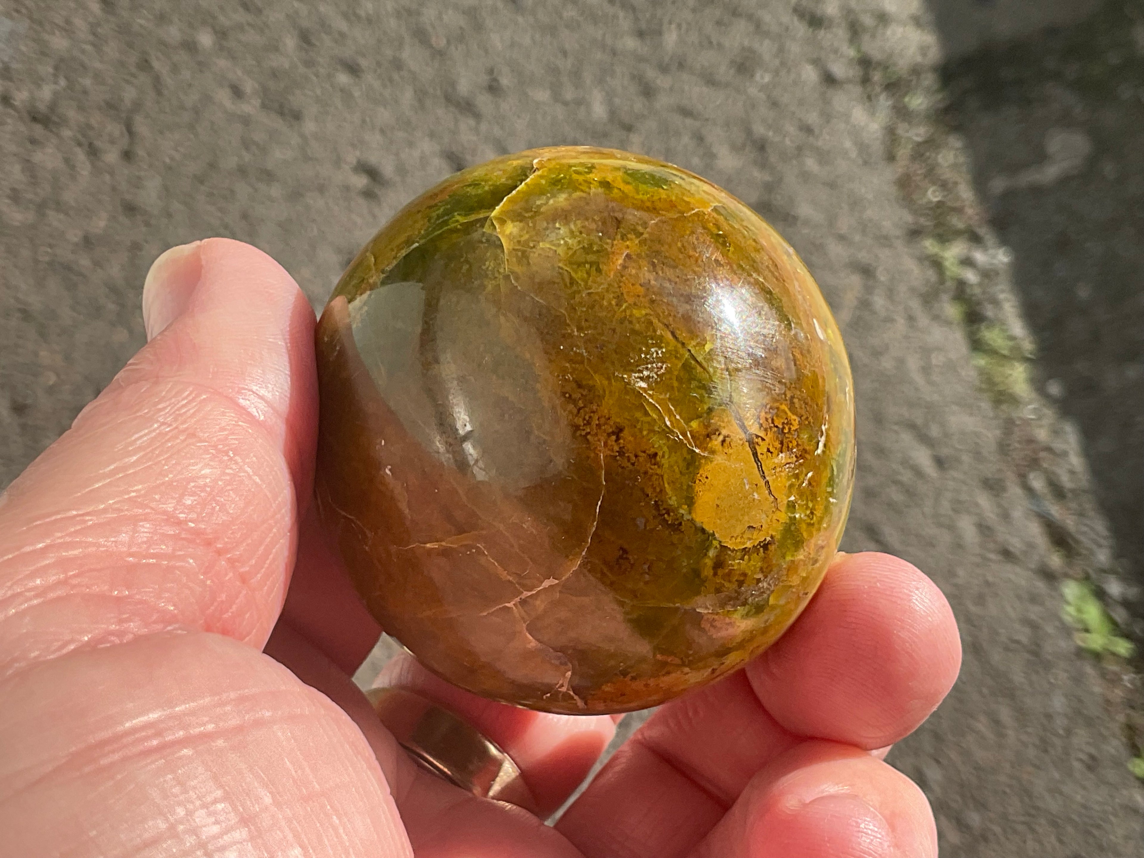 159g Green Common Opal Sphere 1A (imperfect)