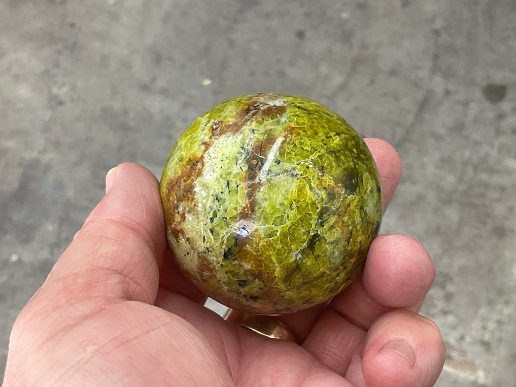 195g Green Common Opal Sphere 1B (imperfect)