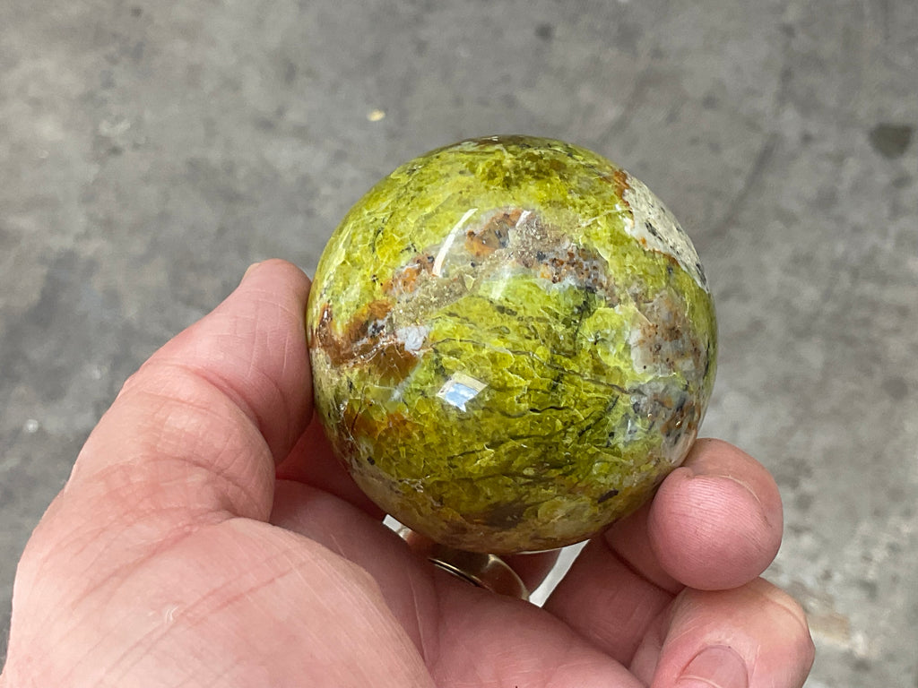 195g Green Common Opal Sphere 1B (imperfect)