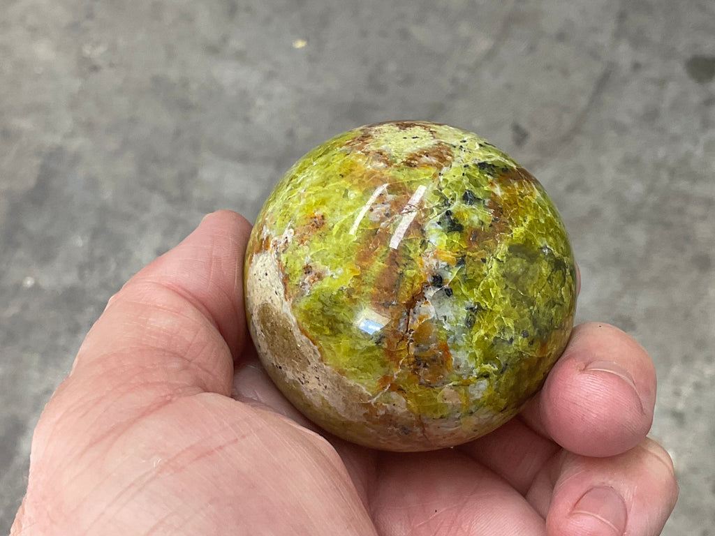 195g Green Common Opal Sphere 1B (imperfect)