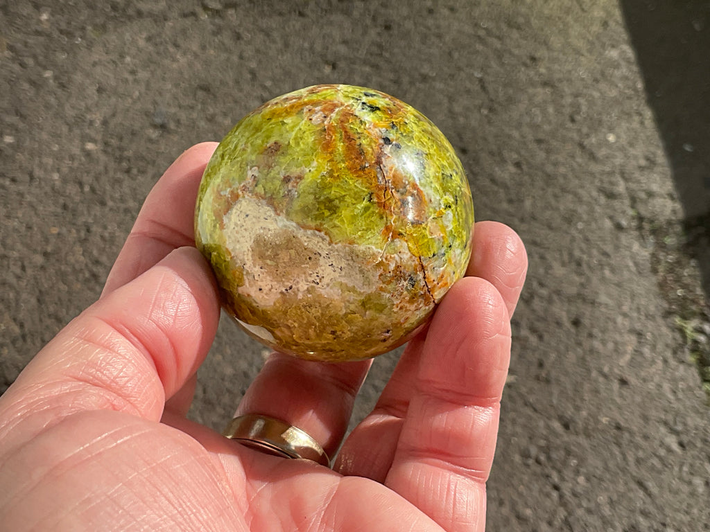195g Green Common Opal Sphere 1B (imperfect)