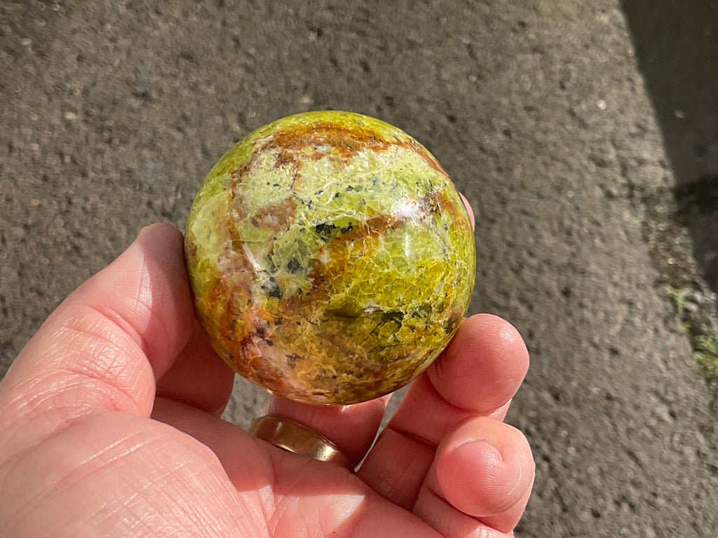 195g Green Common Opal Sphere 1B (imperfect)