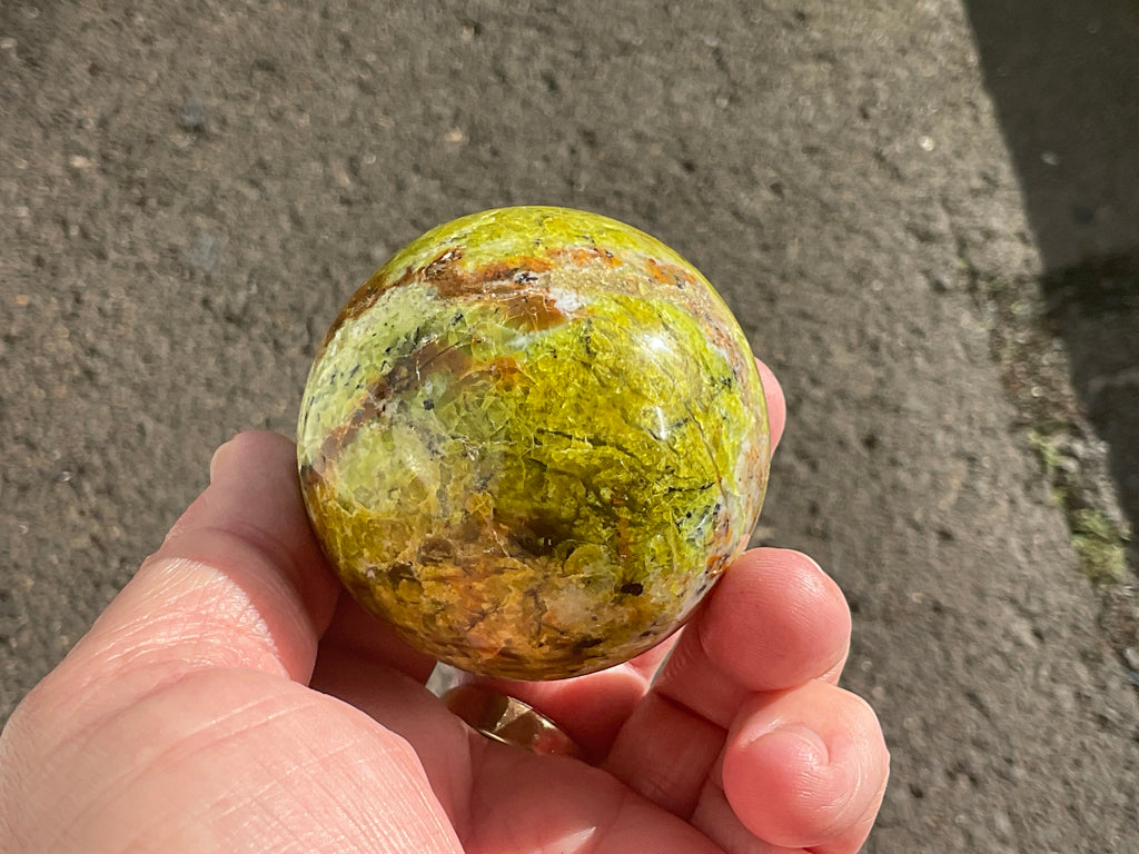 195g Green Common Opal Sphere 1B (imperfect)