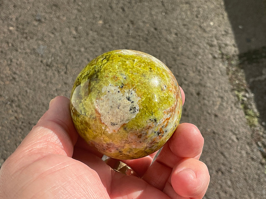 195g Green Common Opal Sphere 1B (imperfect)