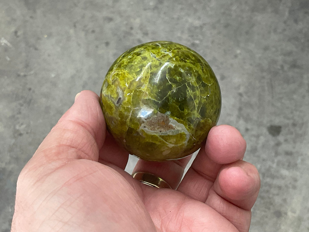175g Green Common Opal Sphere 2A (Imperfect)