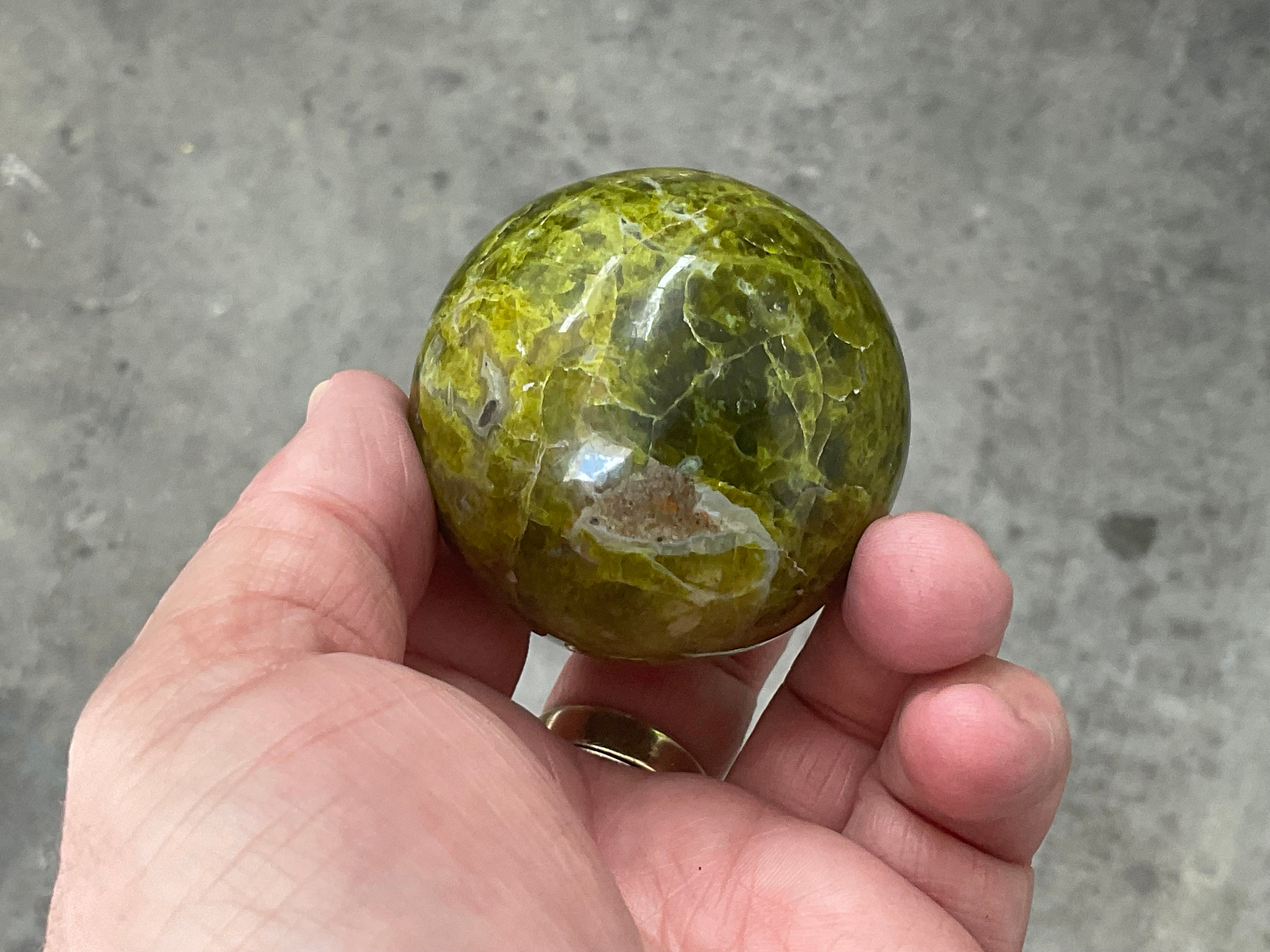 175g Green Common Opal Sphere 2A (Imperfect)