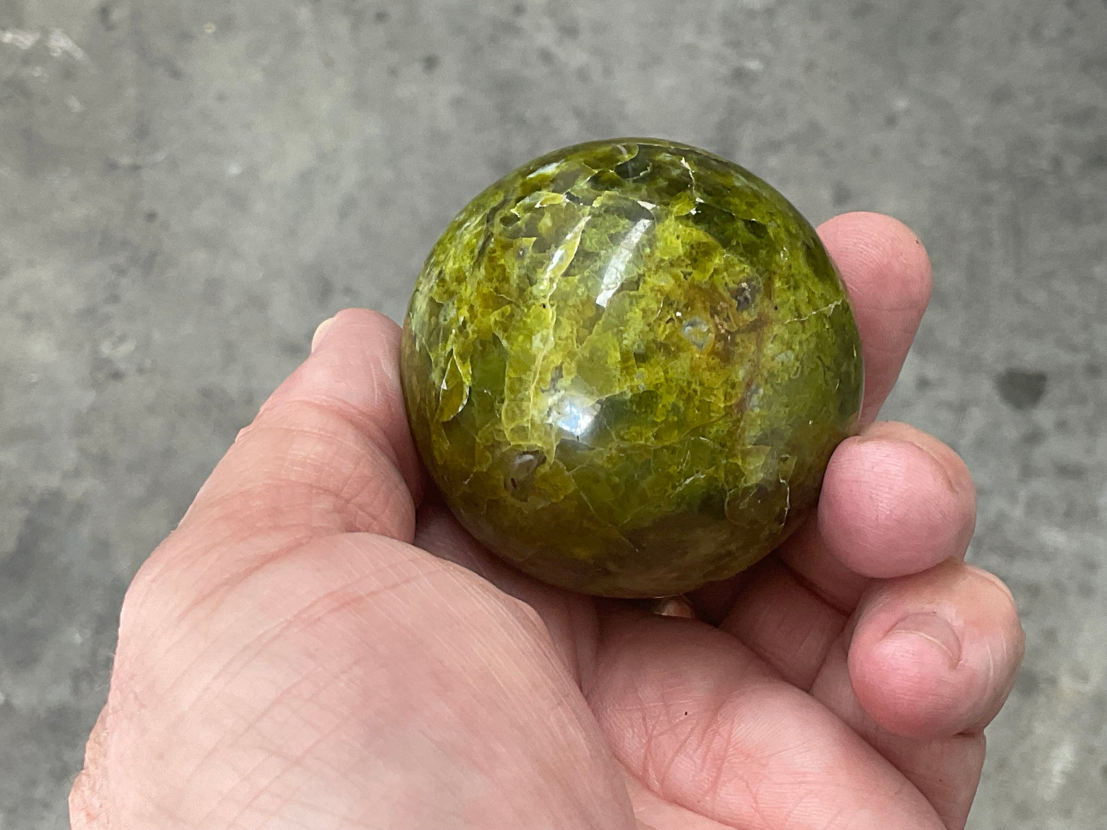 175g Green Common Opal Sphere 2A (Imperfect)