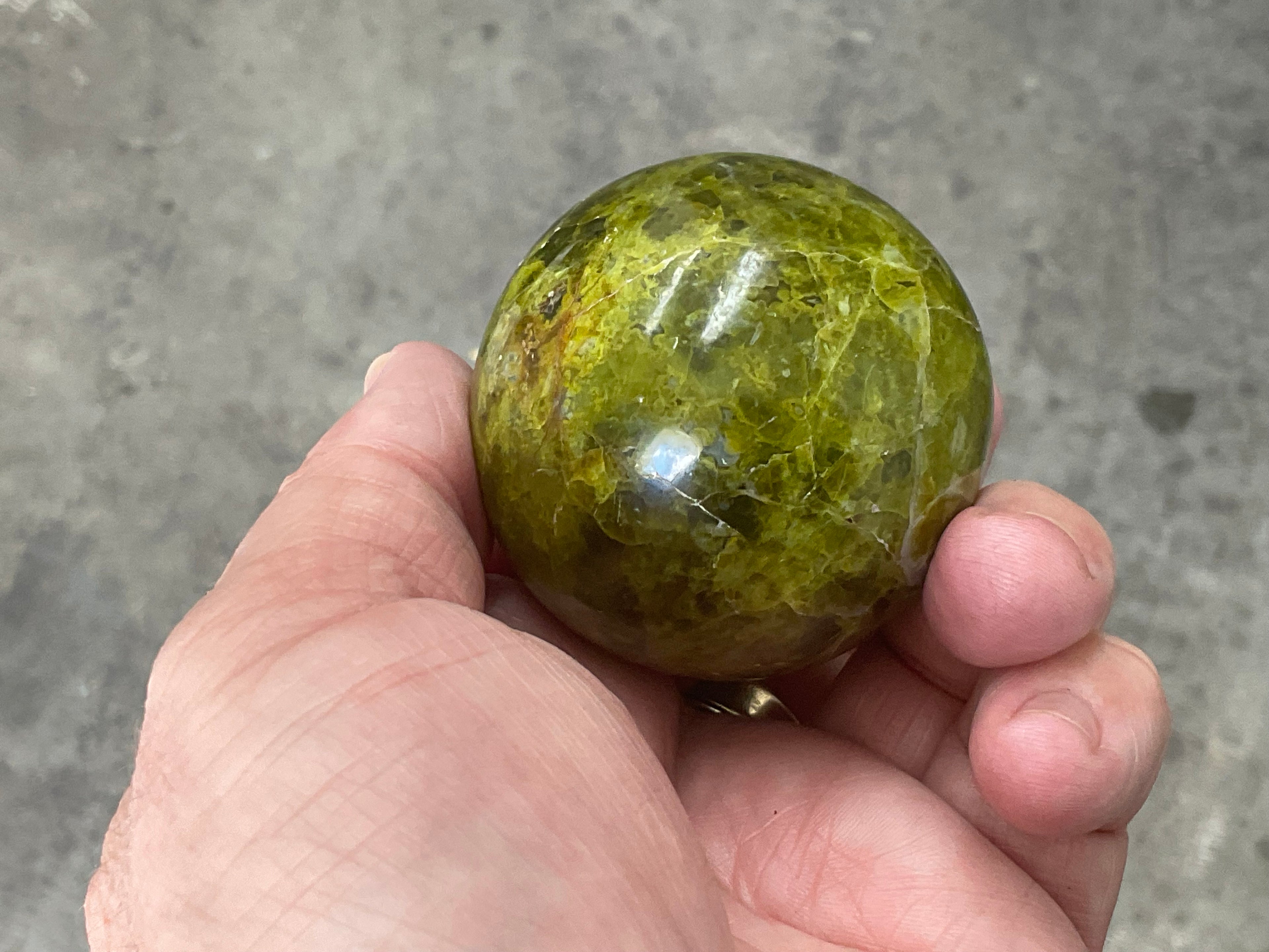 175g Green Common Opal Sphere 2A (Imperfect)