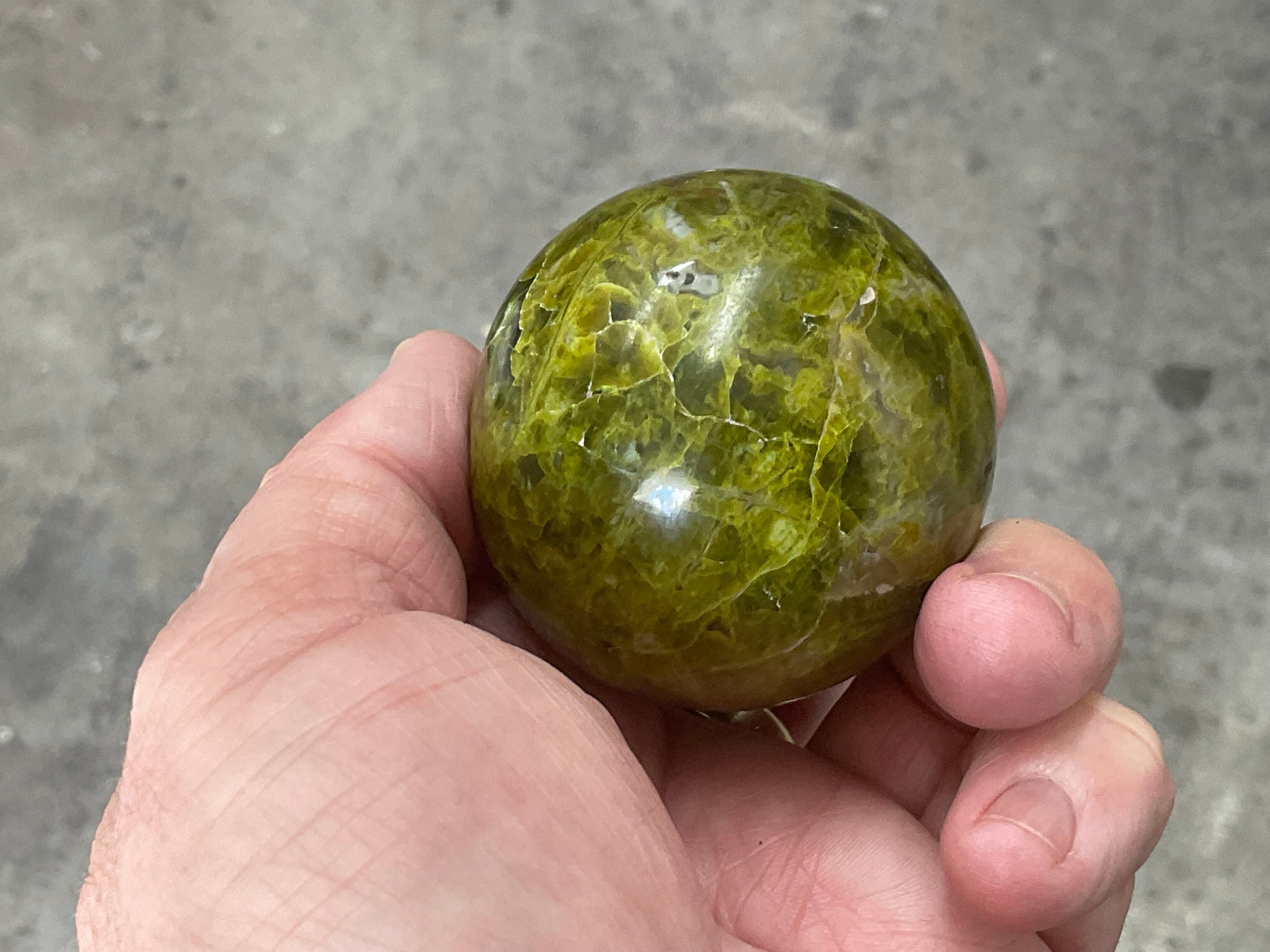 175g Green Common Opal Sphere 2A (Imperfect)