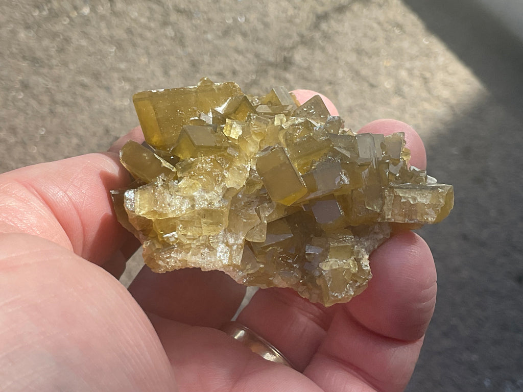 132g Tabular Golden Baryte on Botryoidal Fluorite Specimen 1C from Jiangxi