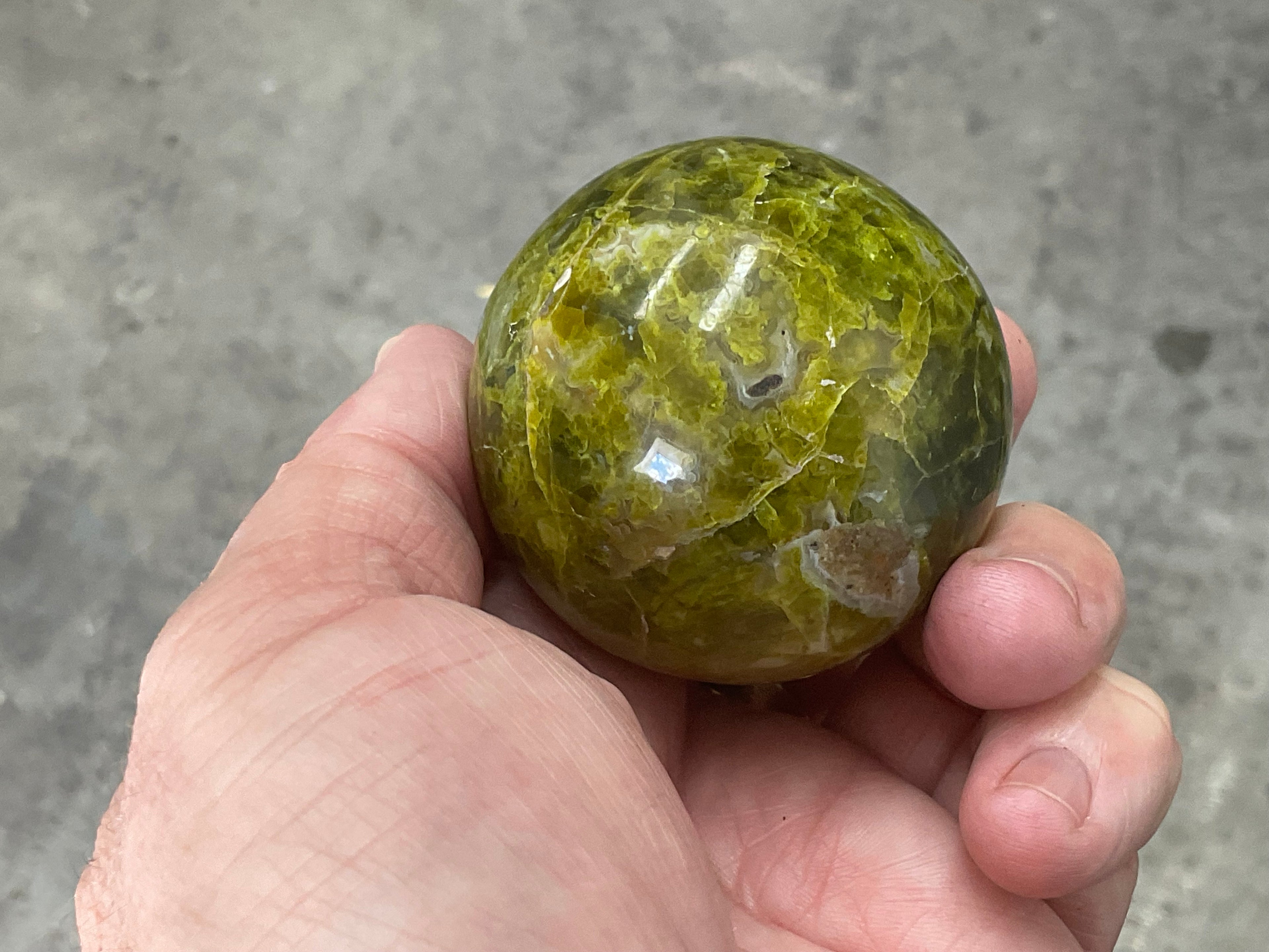 175g Green Common Opal Sphere 2A (Imperfect)
