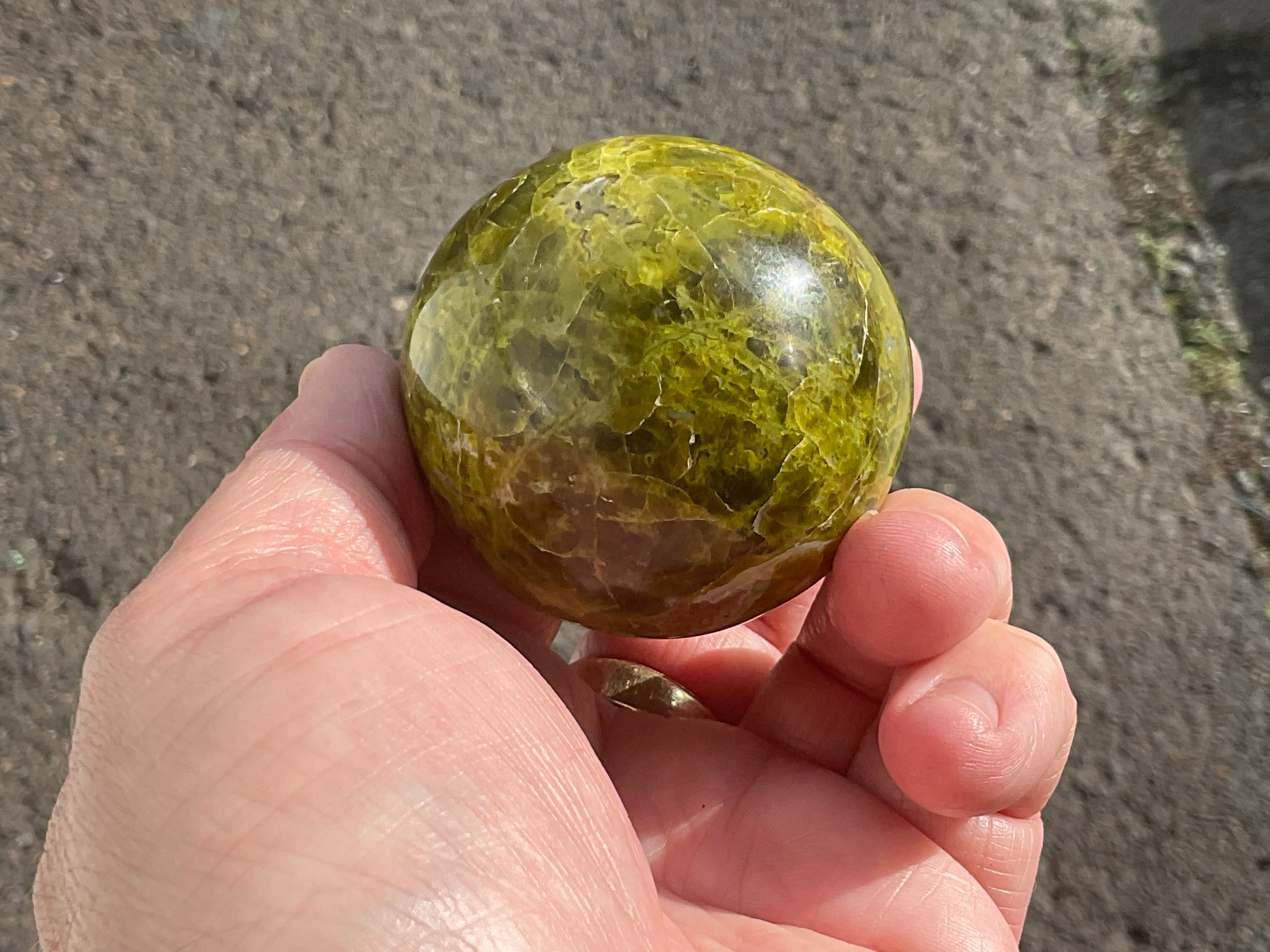 175g Green Common Opal Sphere 2A (Imperfect)