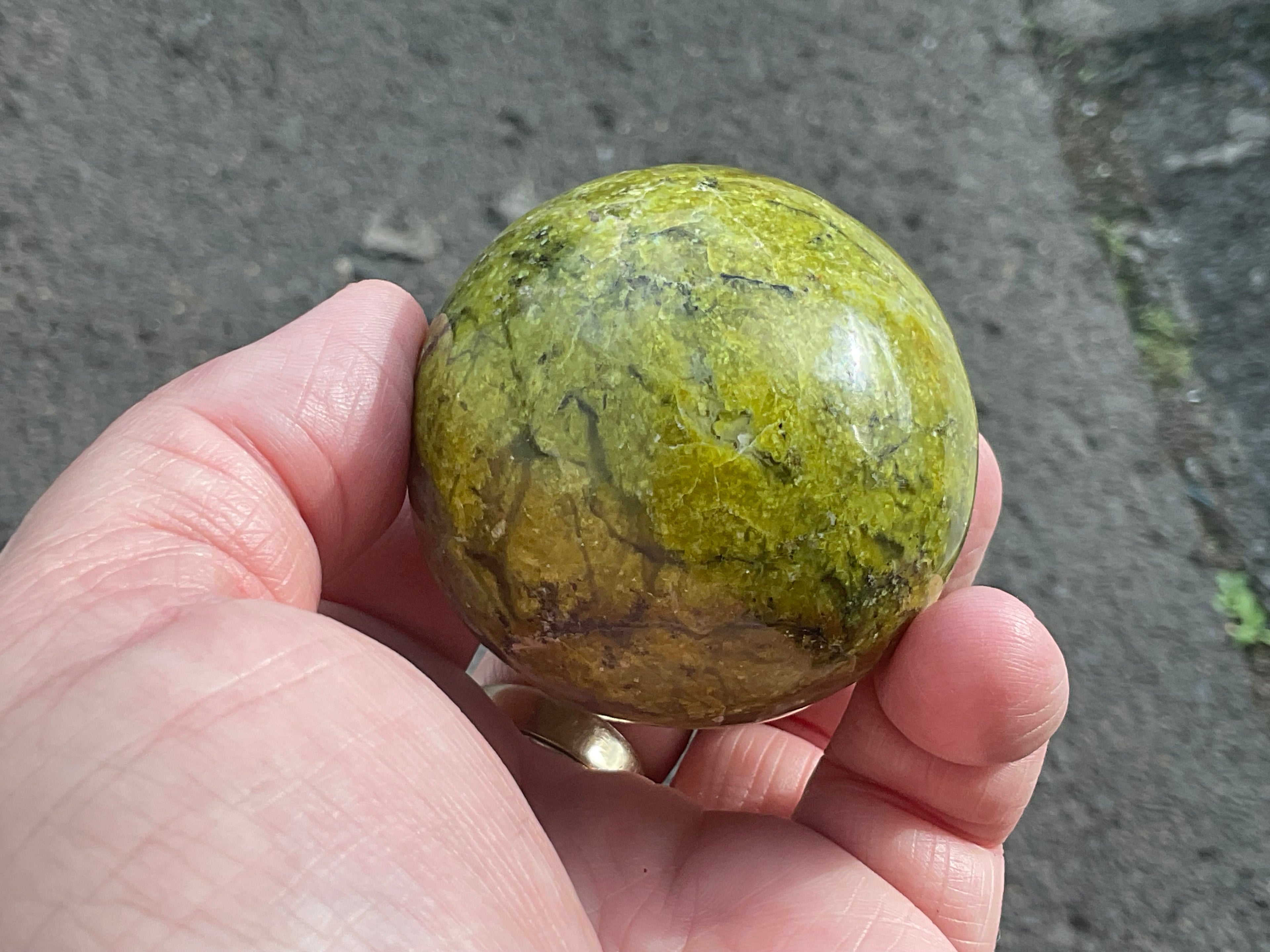164g Green Common Opal Sphere 2B (Imperfect)