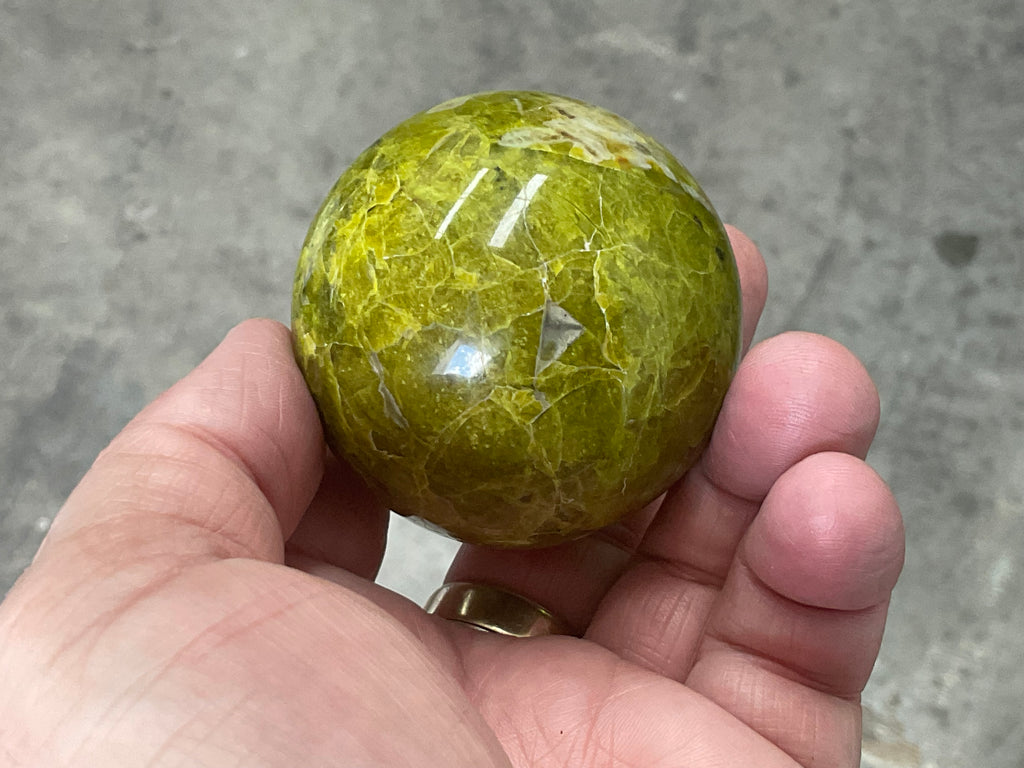179g Green Common Opal Sphere 2C (Imperfect)