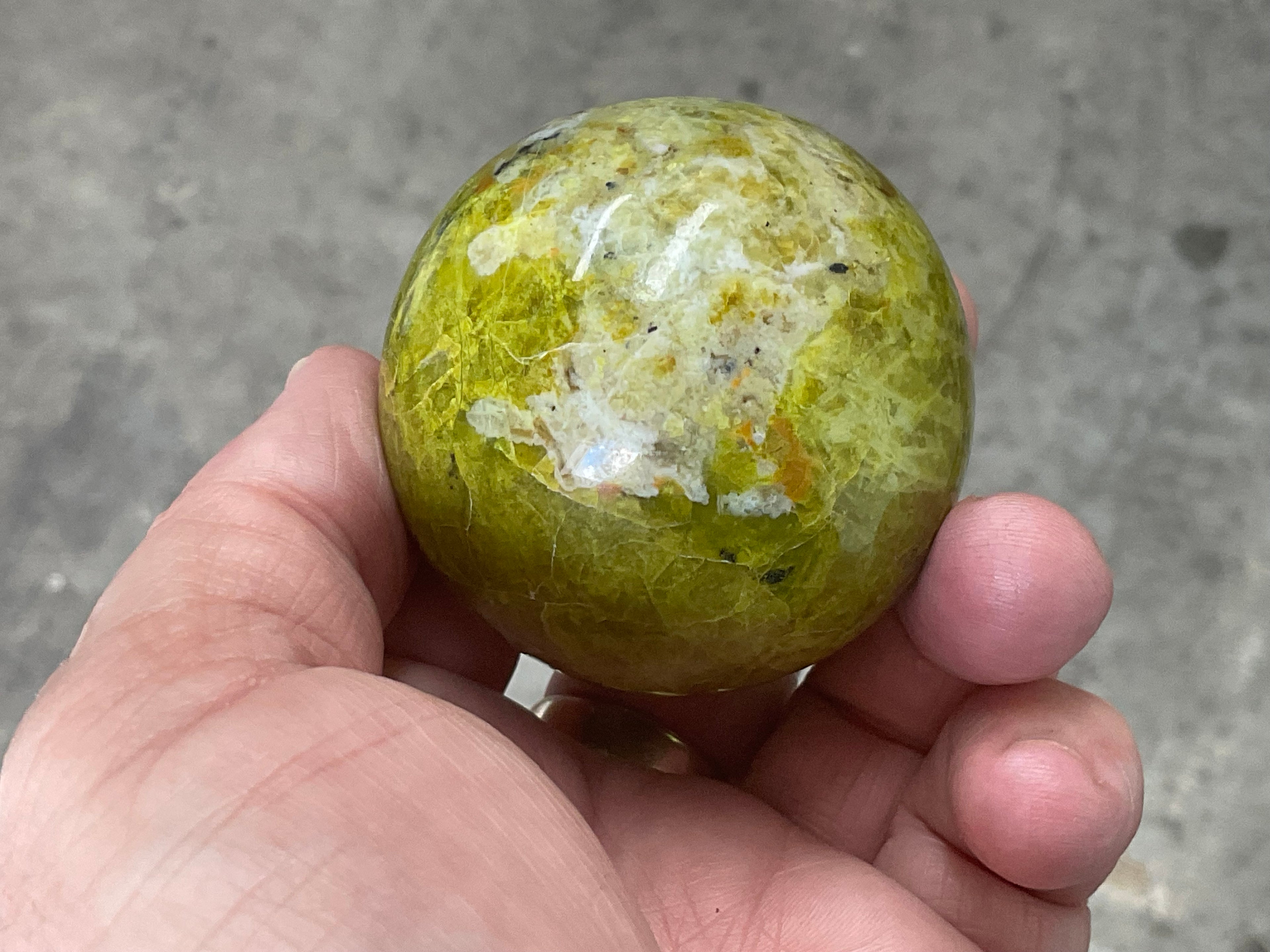 179g Green Common Opal Sphere 2C (Imperfect)