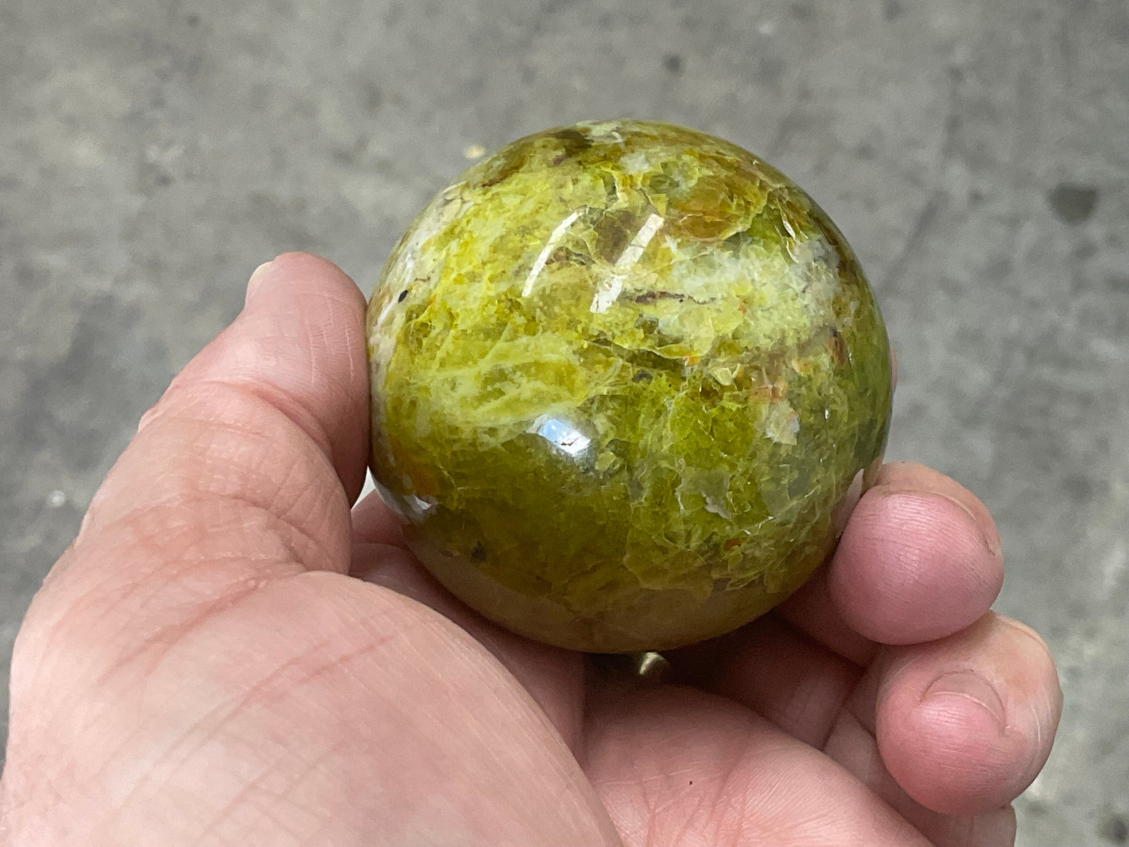 179g Green Common Opal Sphere 2C (Imperfect)