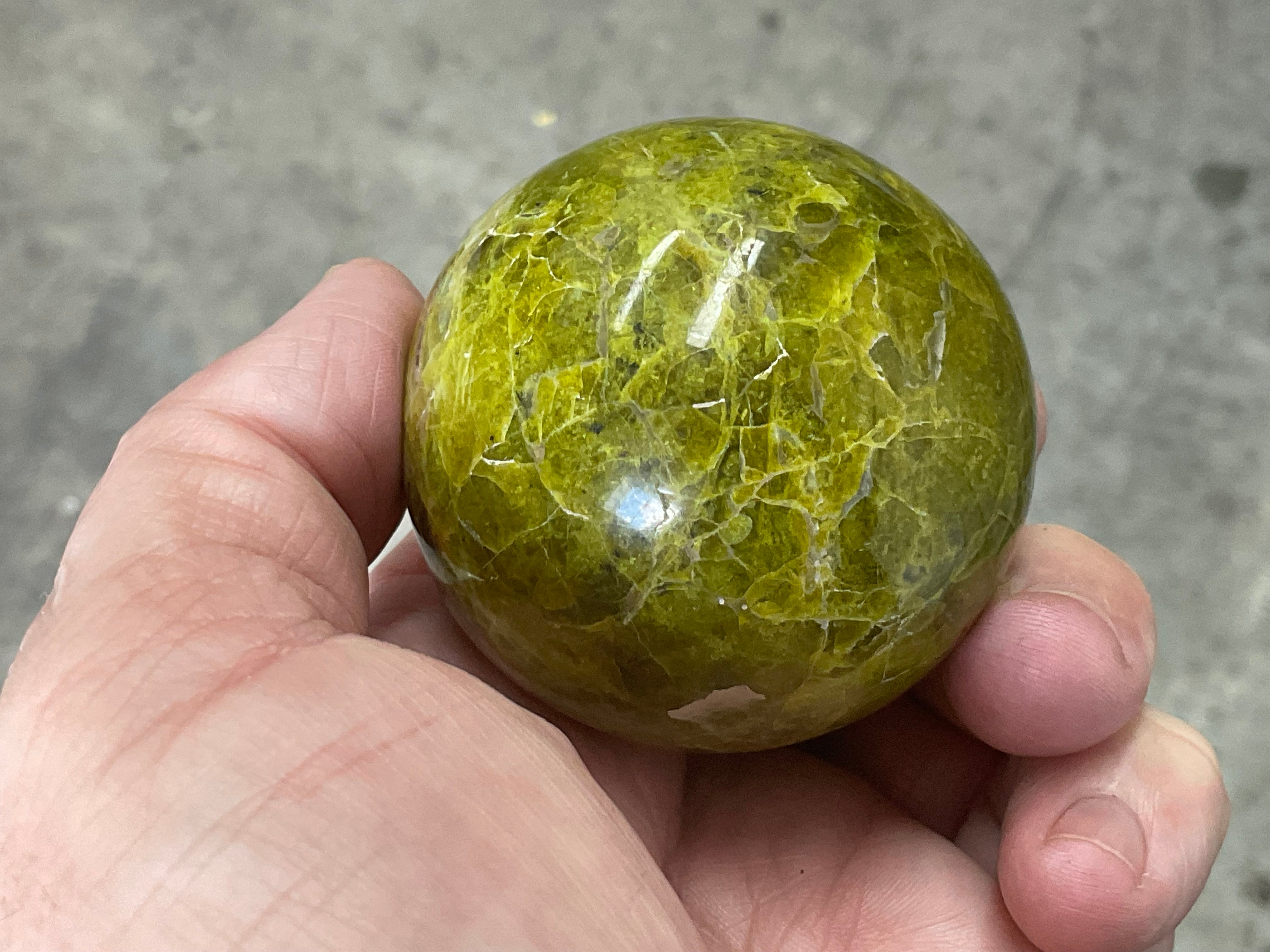 179g Green Common Opal Sphere 2C (Imperfect)