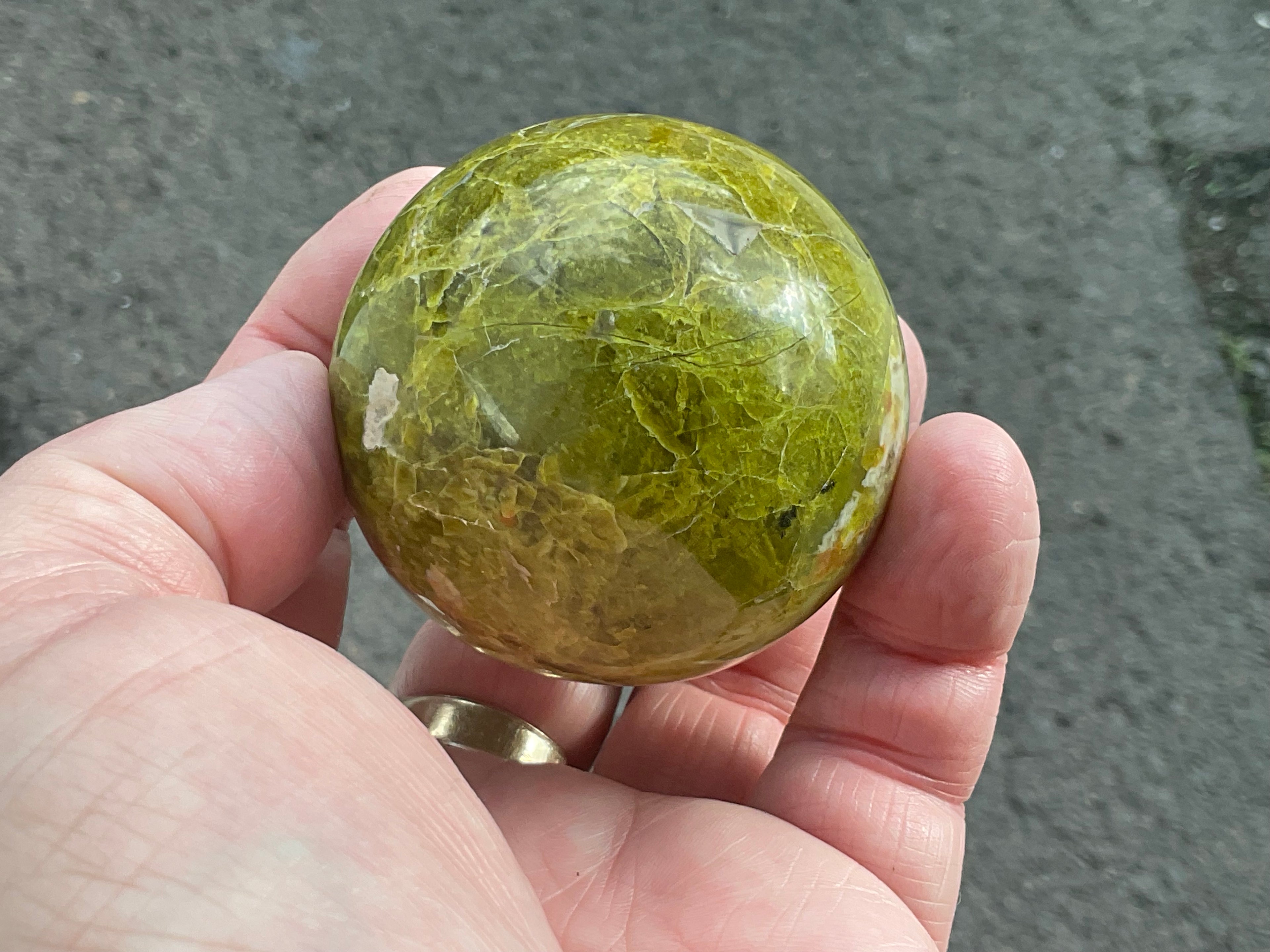 179g Green Common Opal Sphere 2C (Imperfect)