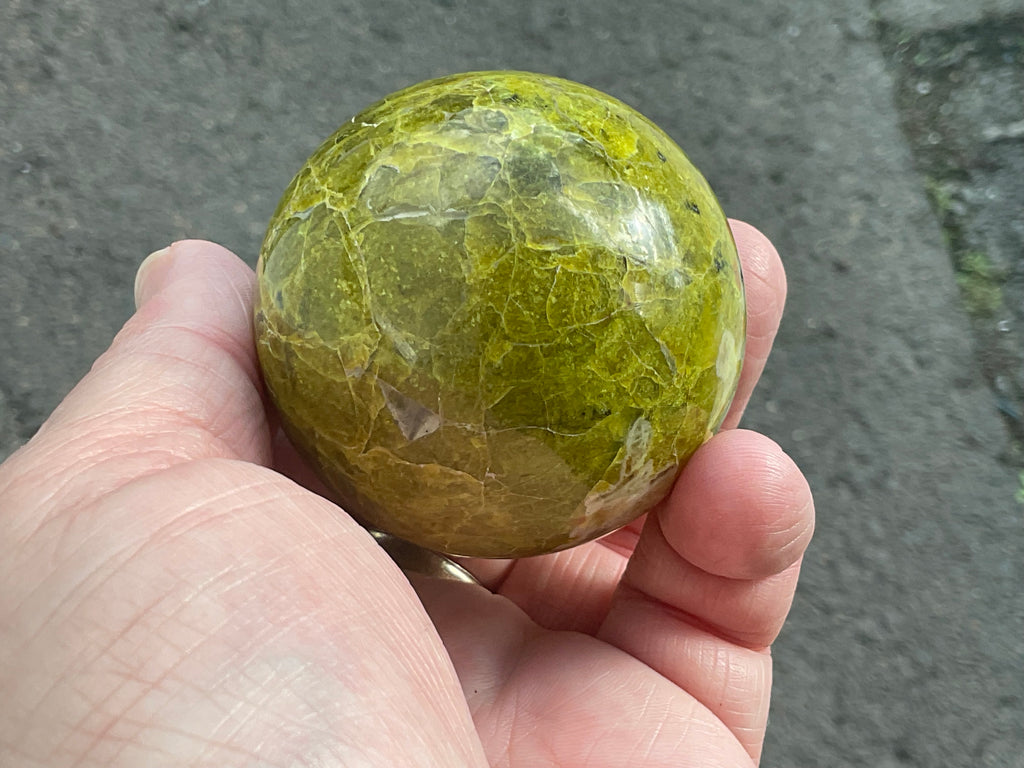 179g Green Common Opal Sphere 2C (Imperfect)