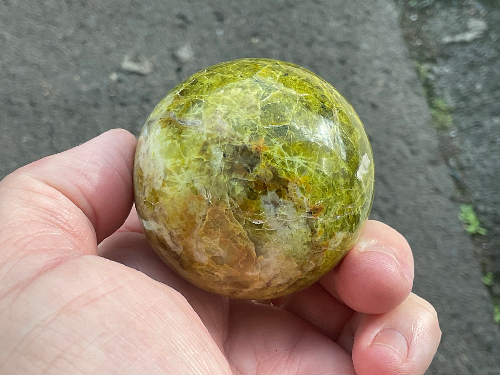 179g Green Common Opal Sphere 2C (Imperfect)