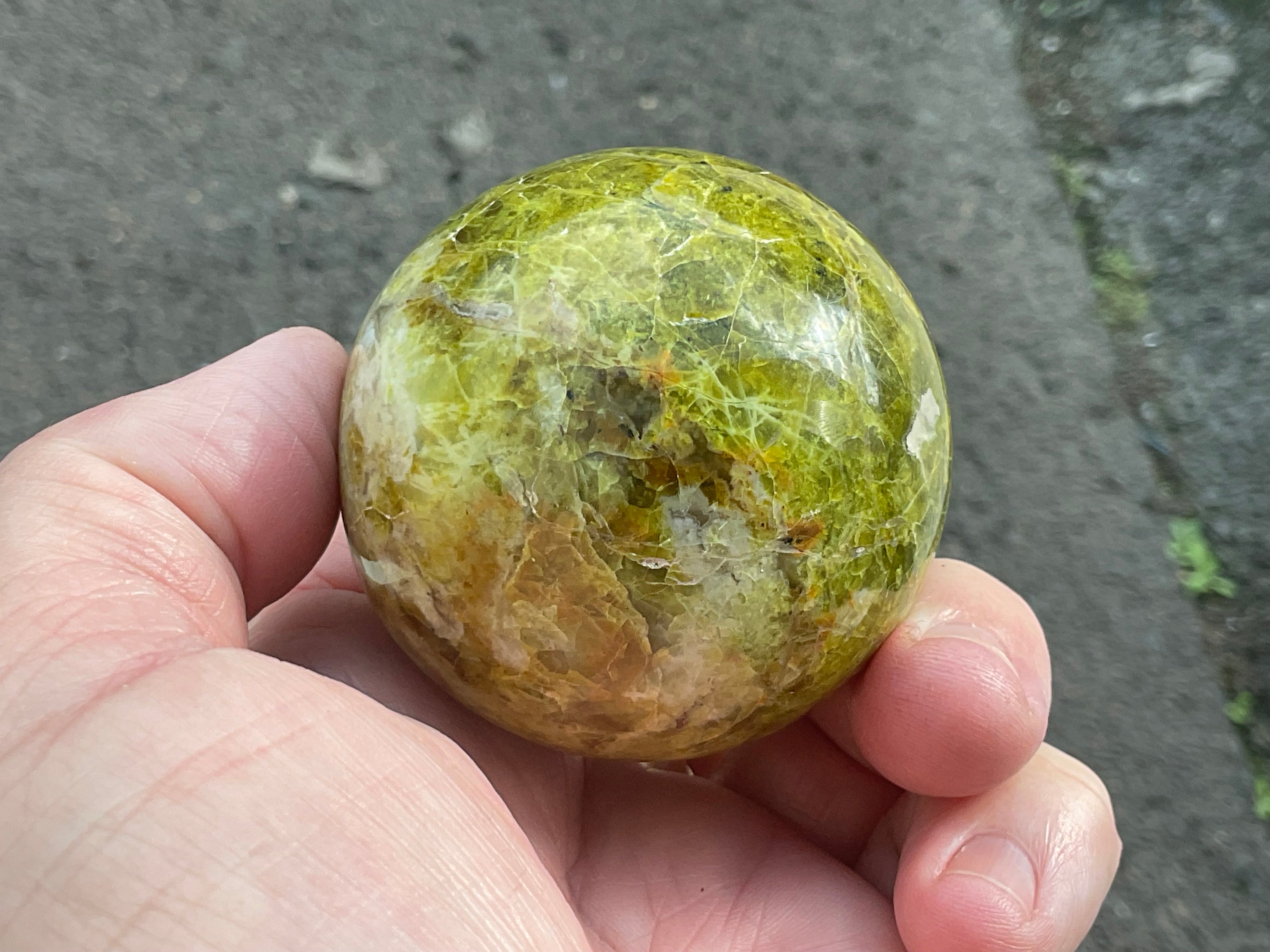 179g Green Common Opal Sphere 2C (Imperfect)