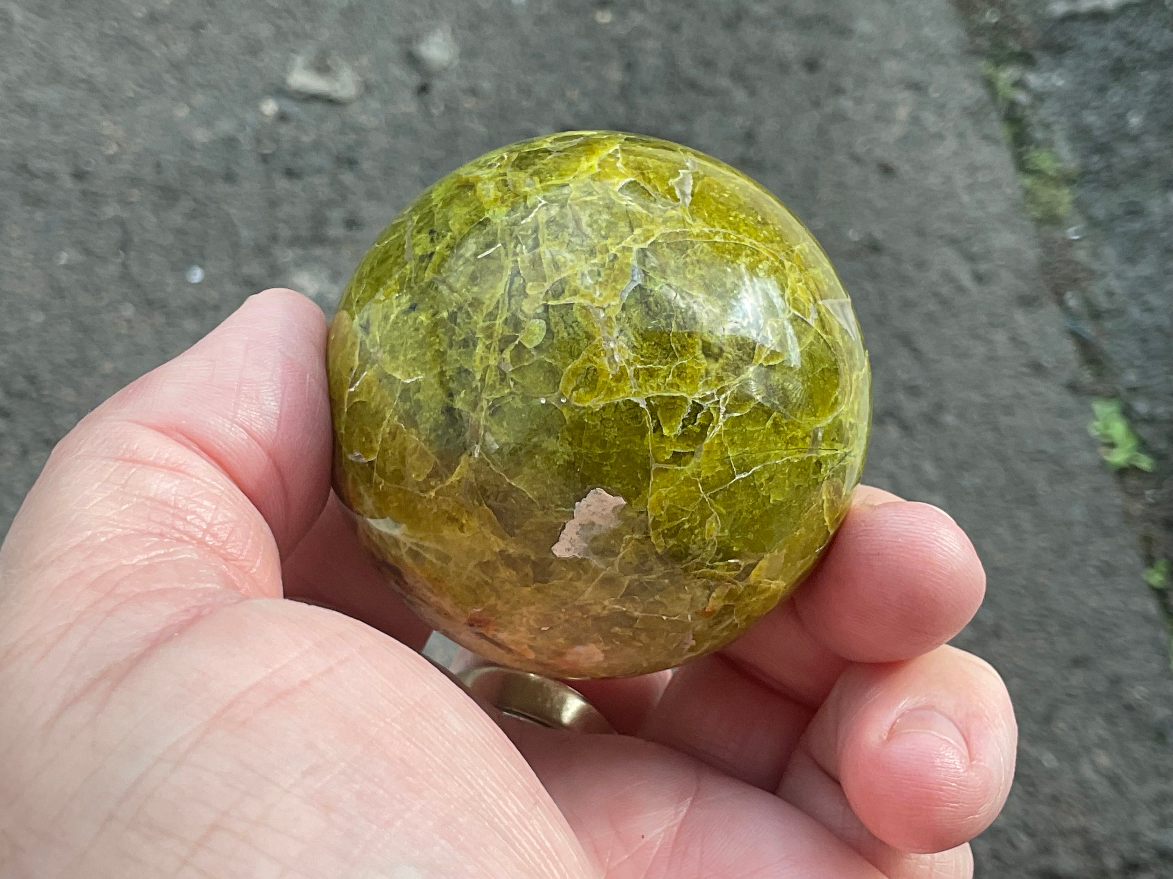 179g Green Common Opal Sphere 2C (Imperfect)