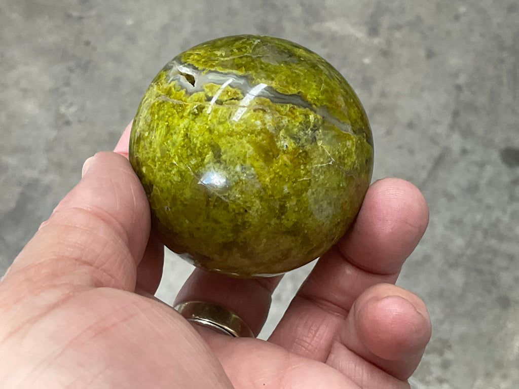216g Green Common Opal Sphere 3A (Imperfect)