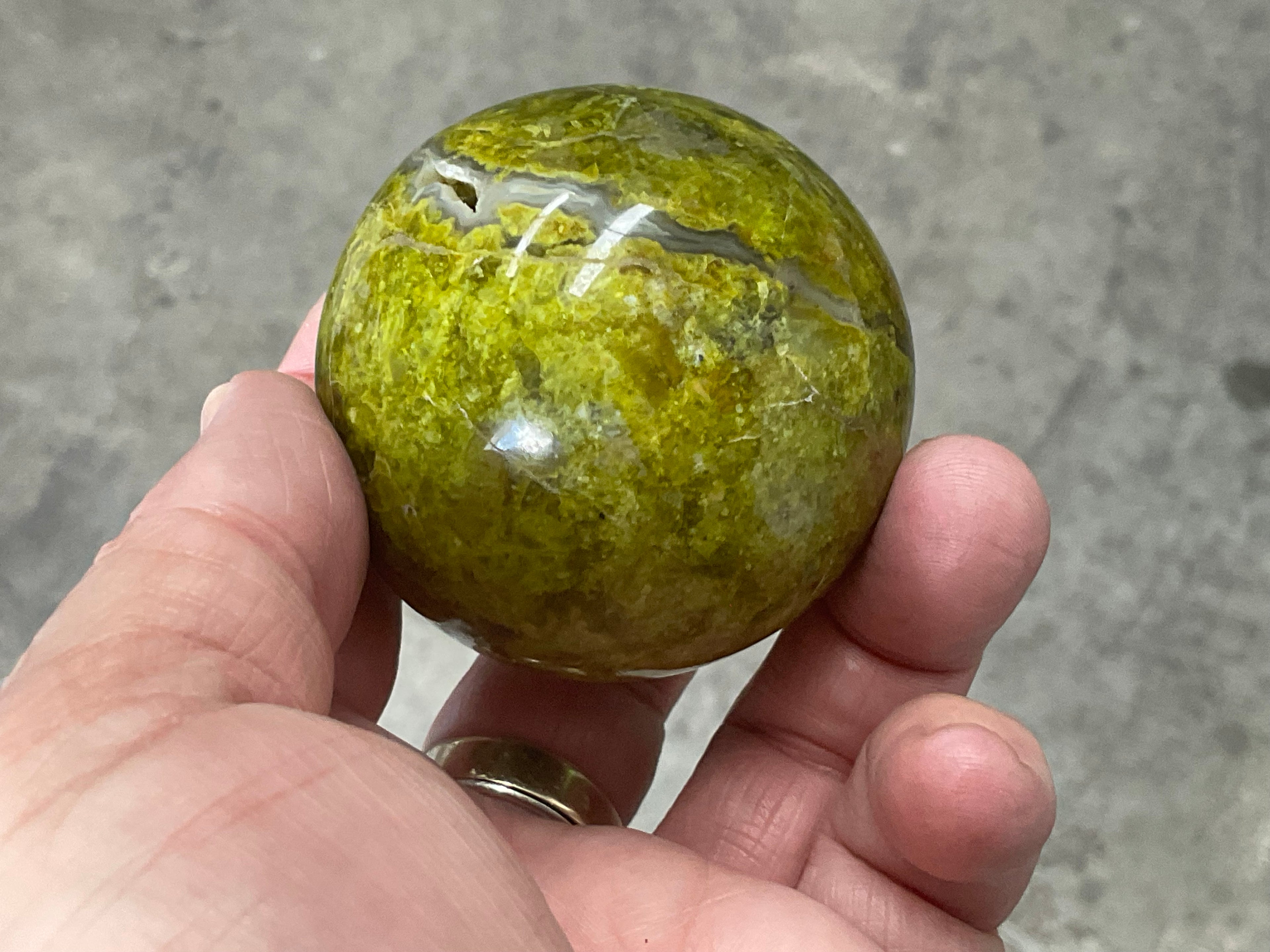 216g Green Common Opal Sphere 3A (Imperfect)