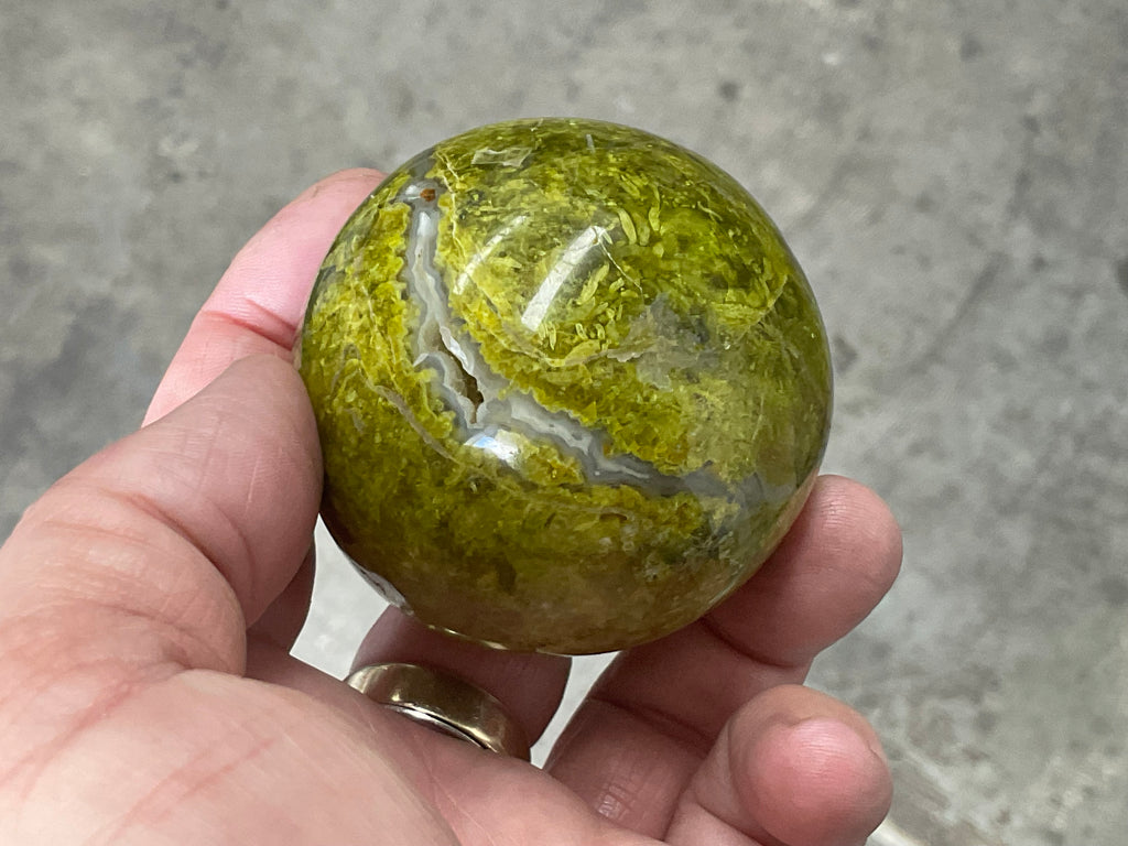 216g Green Common Opal Sphere 3A (Imperfect)