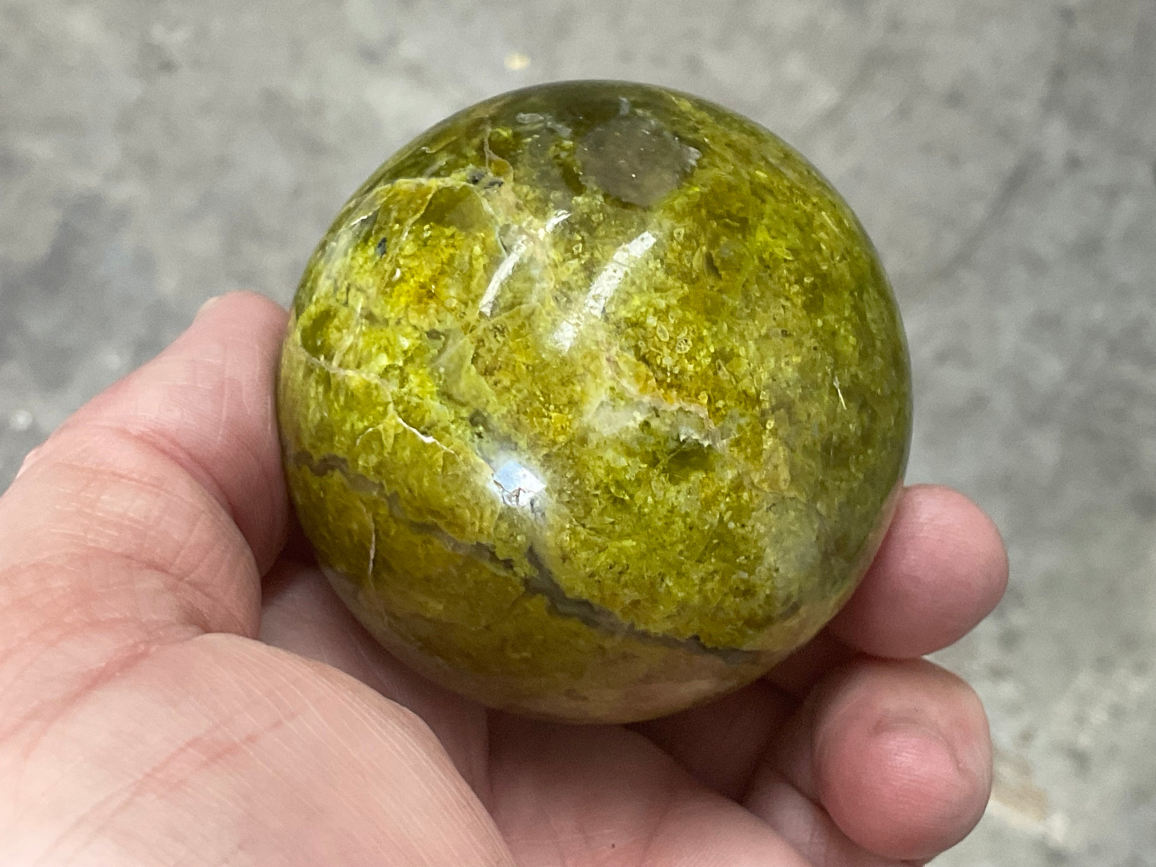 216g Green Common Opal Sphere 3A (Imperfect)
