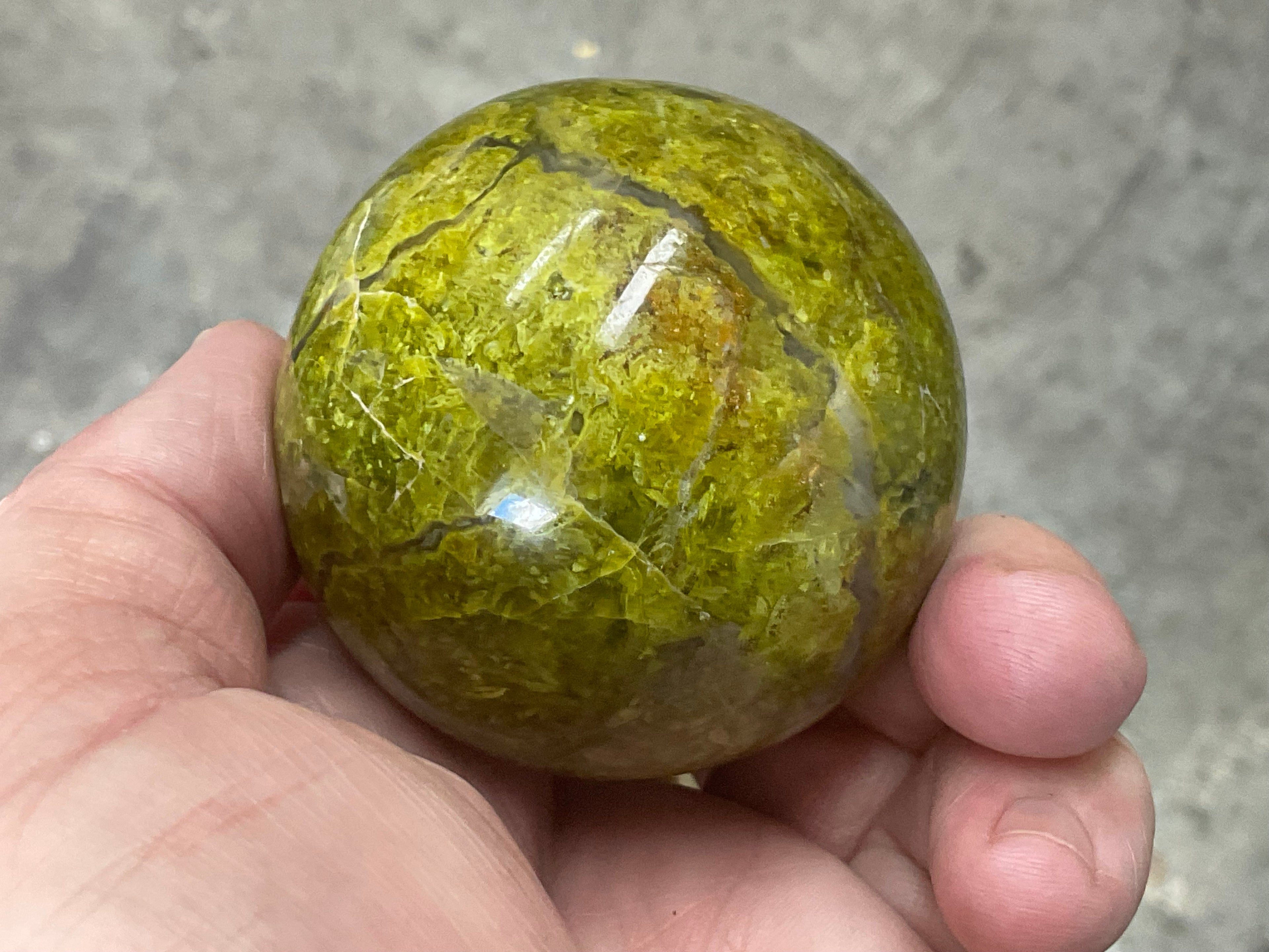 216g Green Common Opal Sphere 3A (Imperfect)