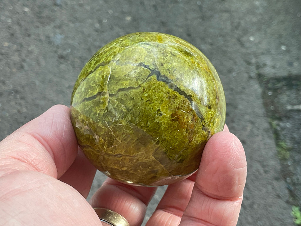 216g Green Common Opal Sphere 3A (Imperfect)