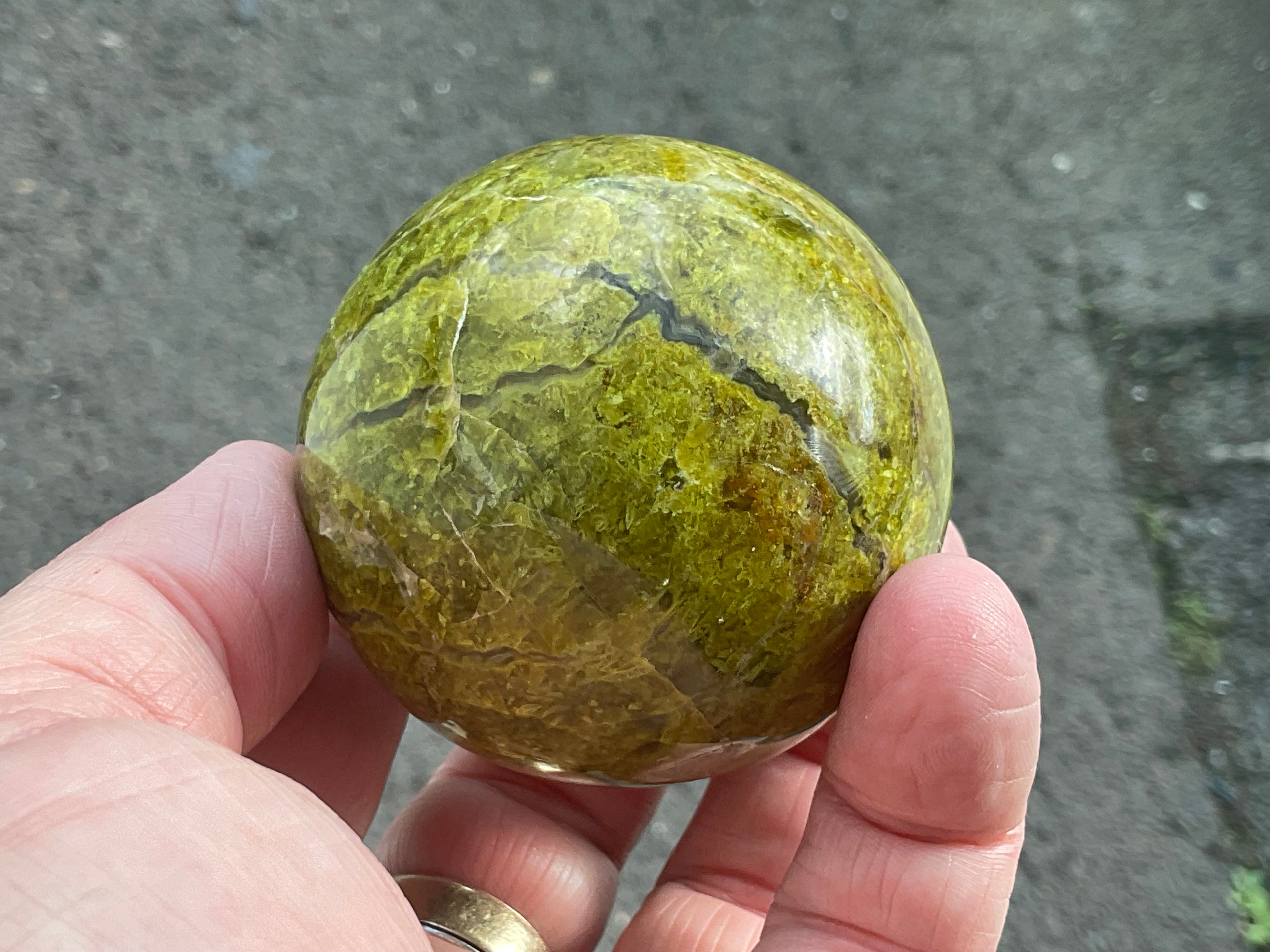 216g Green Common Opal Sphere 3A (Imperfect)