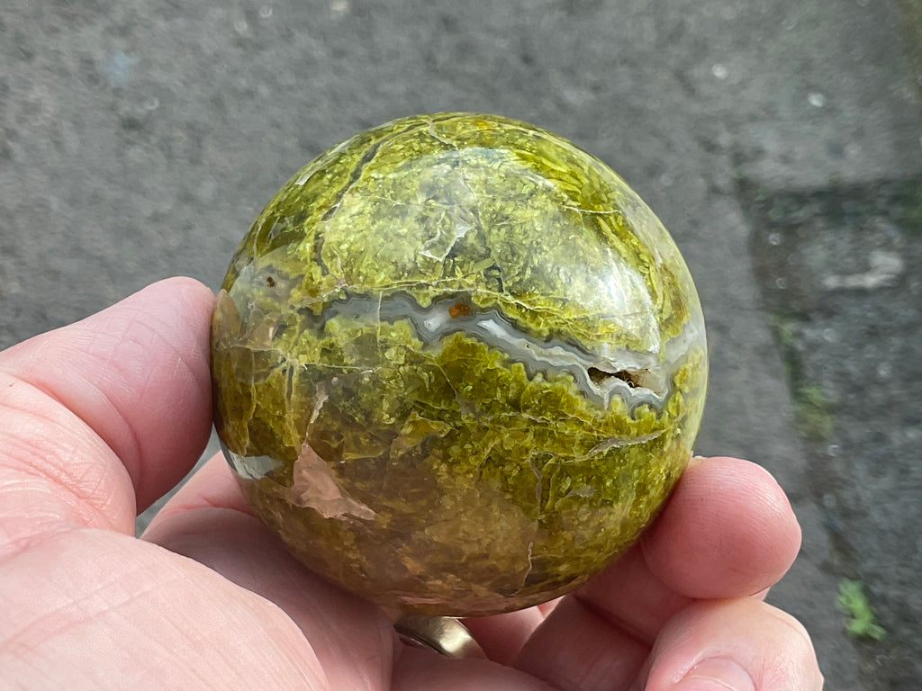 216g Green Common Opal Sphere 3A (Imperfect)