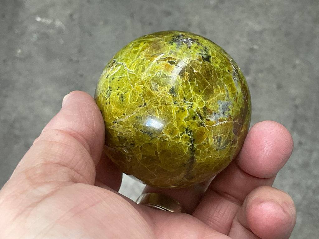 223g Green Common Opal Sphere 3B (Imperfect)